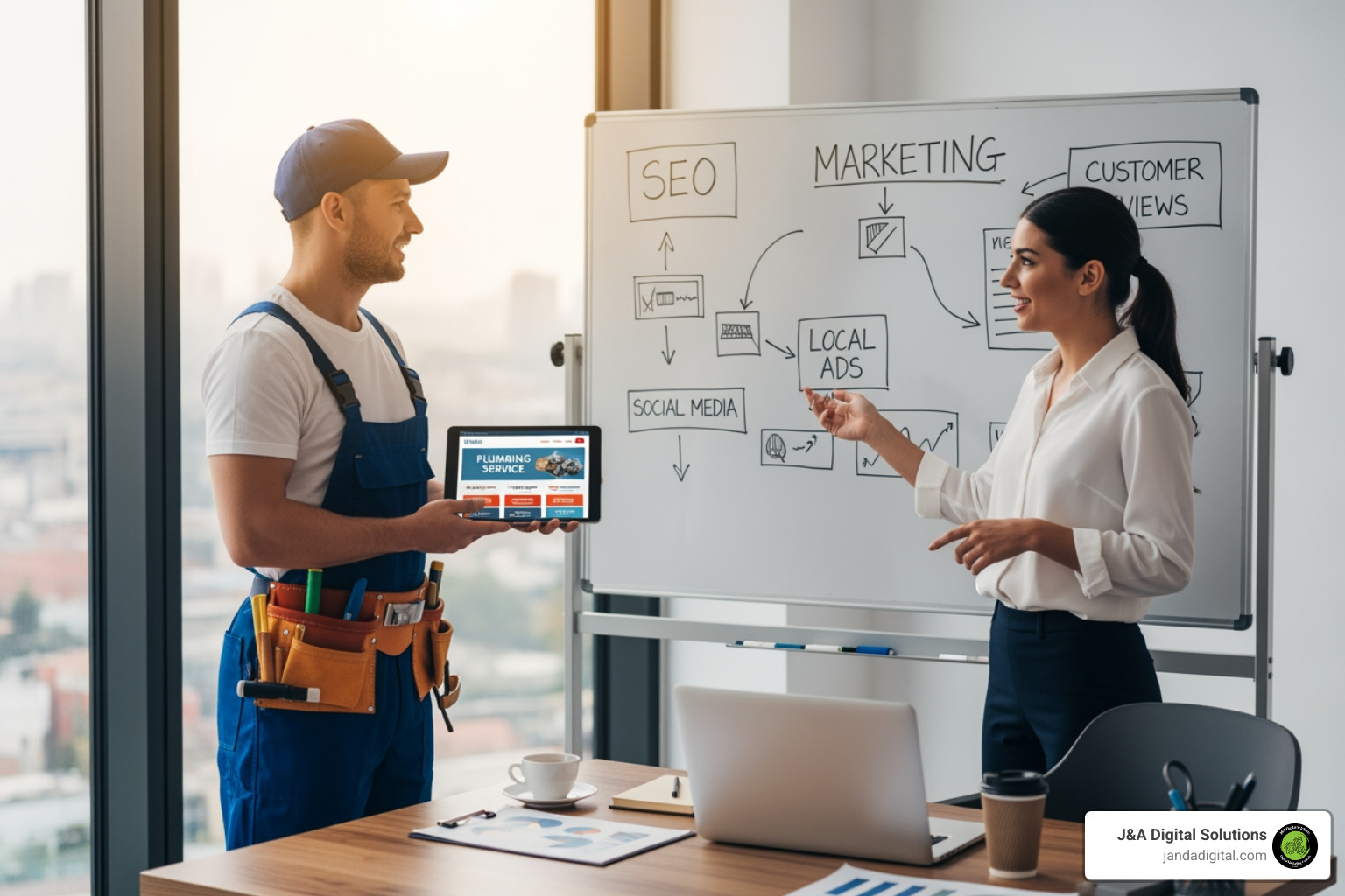 Google search results page showing the Local Pack, paid ads, and organic results for "plumber near me" - plumber marketing agency