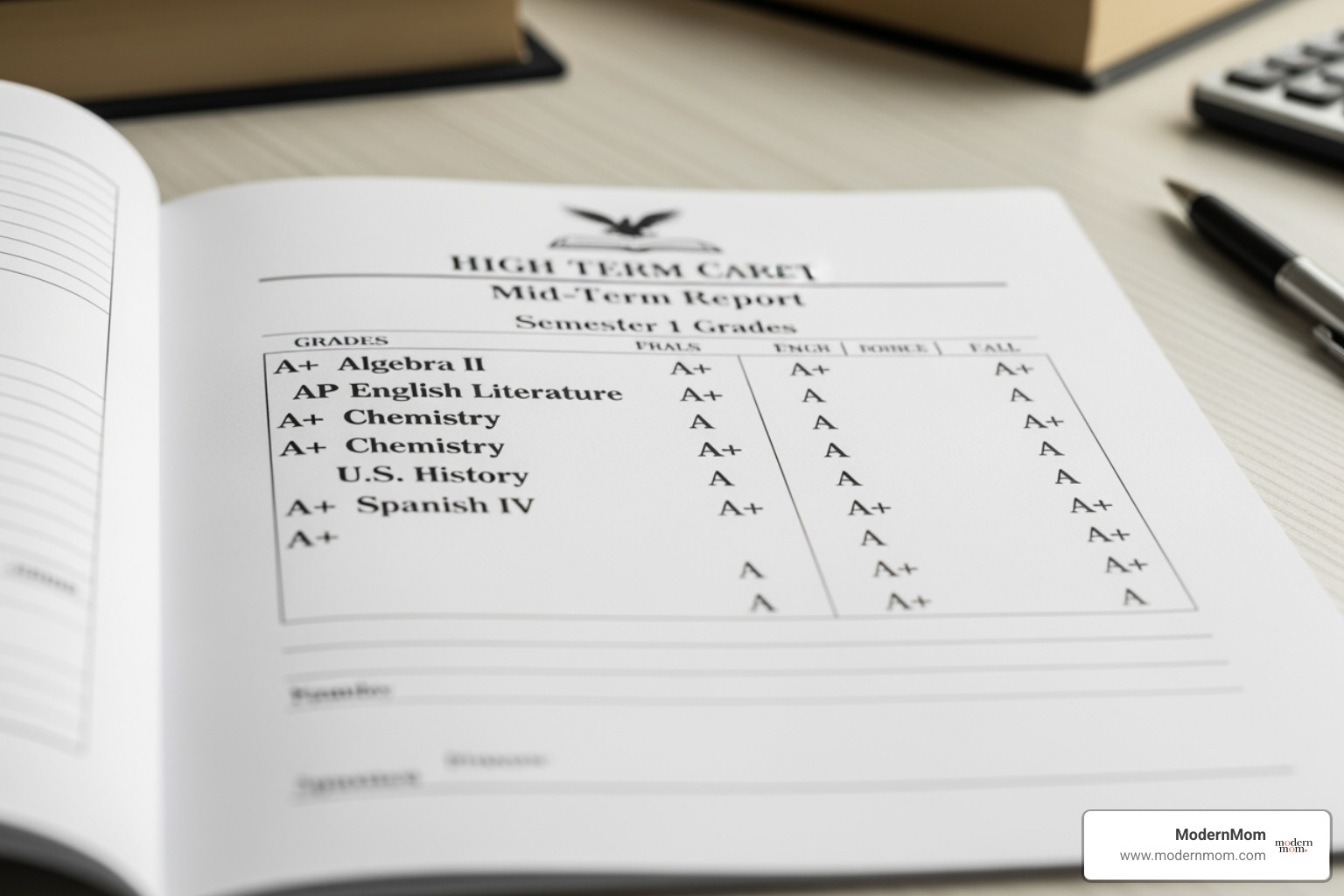 a high school report card with good grades - College application tips