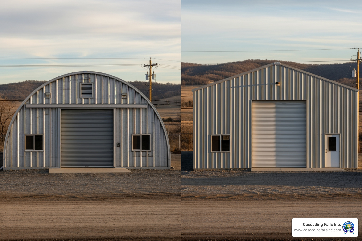 side-by-side comparison of an arch-style and a straight-wall building - metal building kits side-by-side comparison of an arch-style and a straight-wall building - metal building kits