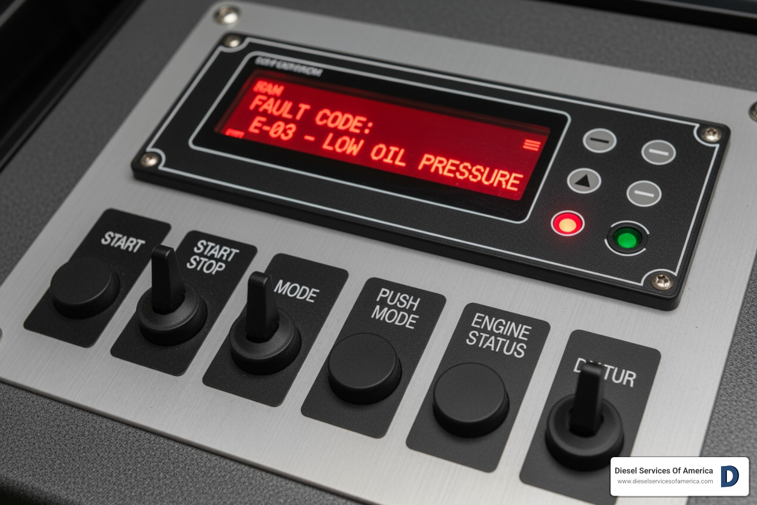 generator control panel showing a fault code - marine generator repair near me