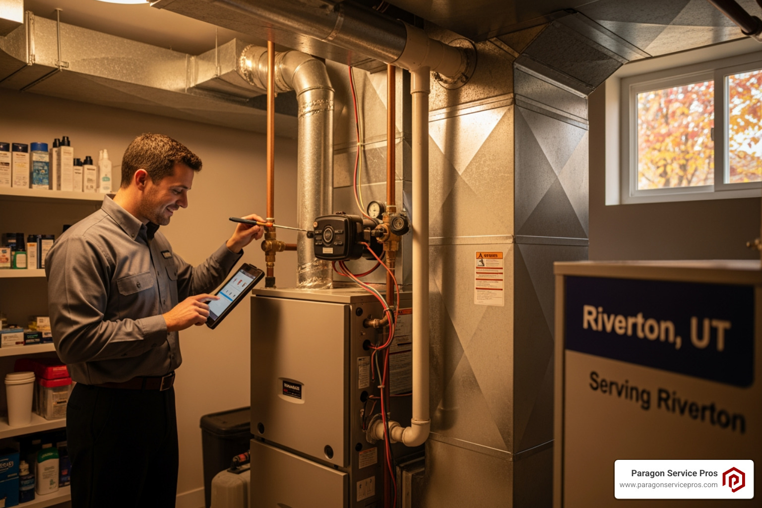 Friendly, professional technician with a van - Find a reliable furnace tune-up service near Riverton, UT before winter starts. Friendly, professional technician with a van - Find a reliable furnace tune-up service near Riverton, UT before winter starts.