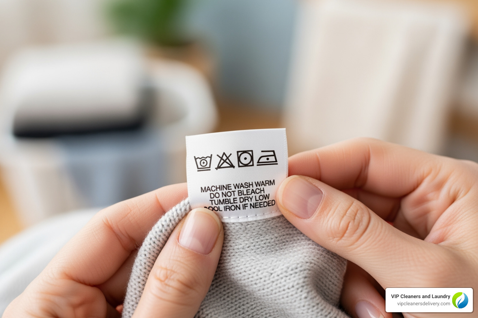 A person checking a garment's care label before deciding on a cleaning method - Carmel Valley dry cleaners