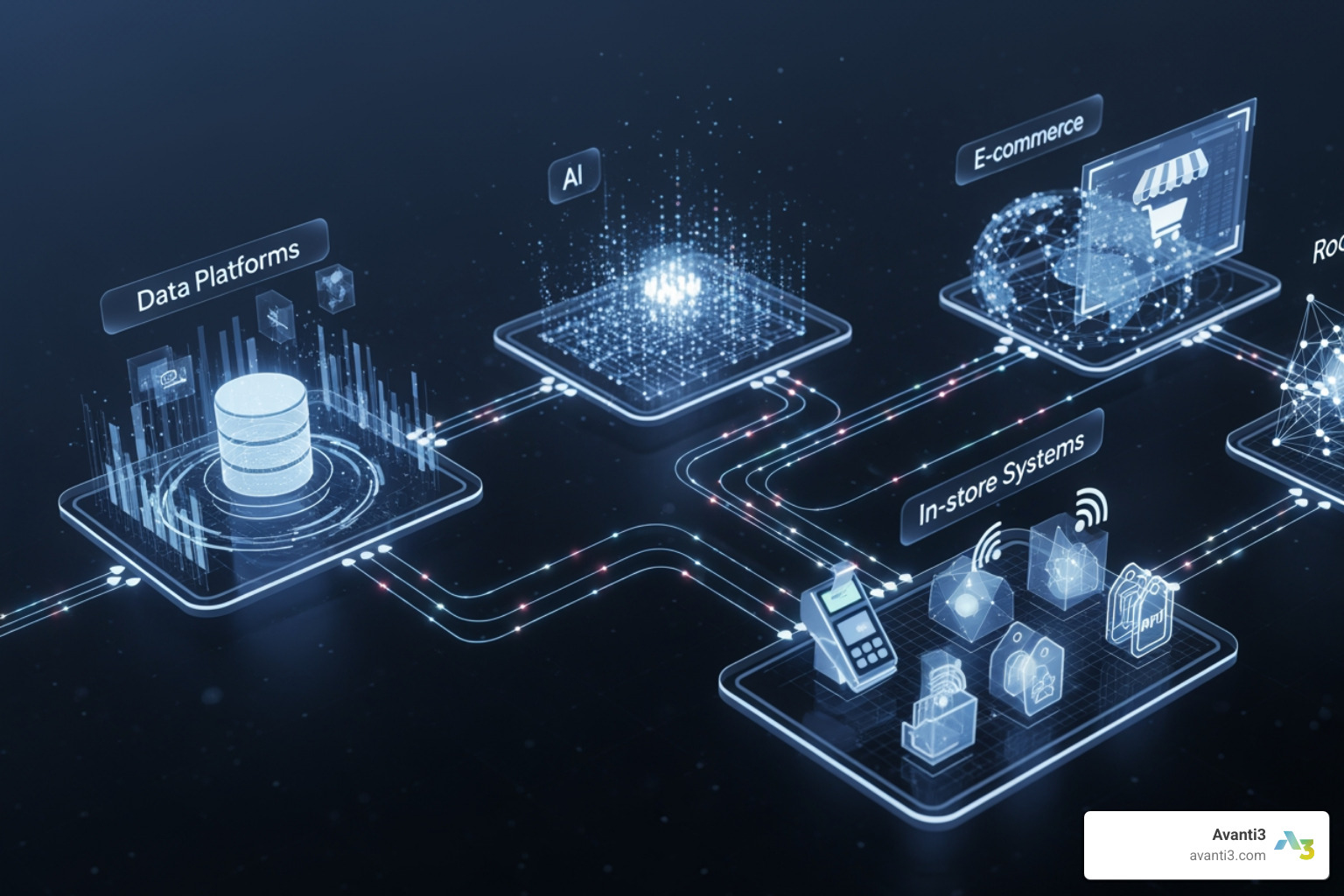 Diagram of a modern retail tech stack - retail customer engagement technology