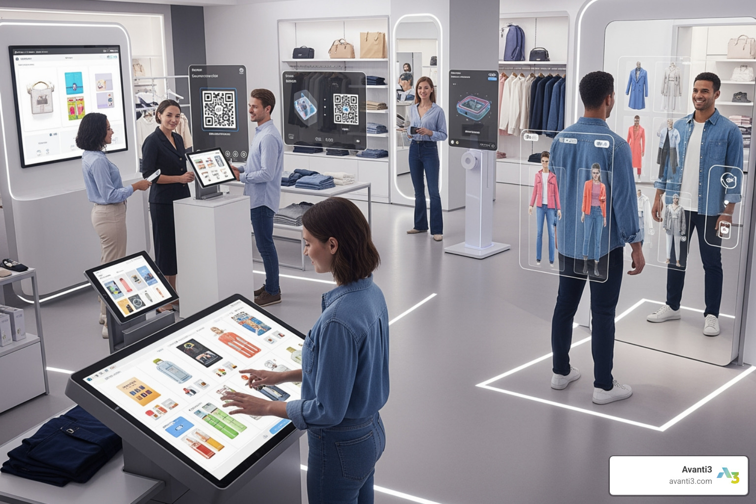 Shopper using a smartphone for an in-store AR experience - retail customer engagement technology