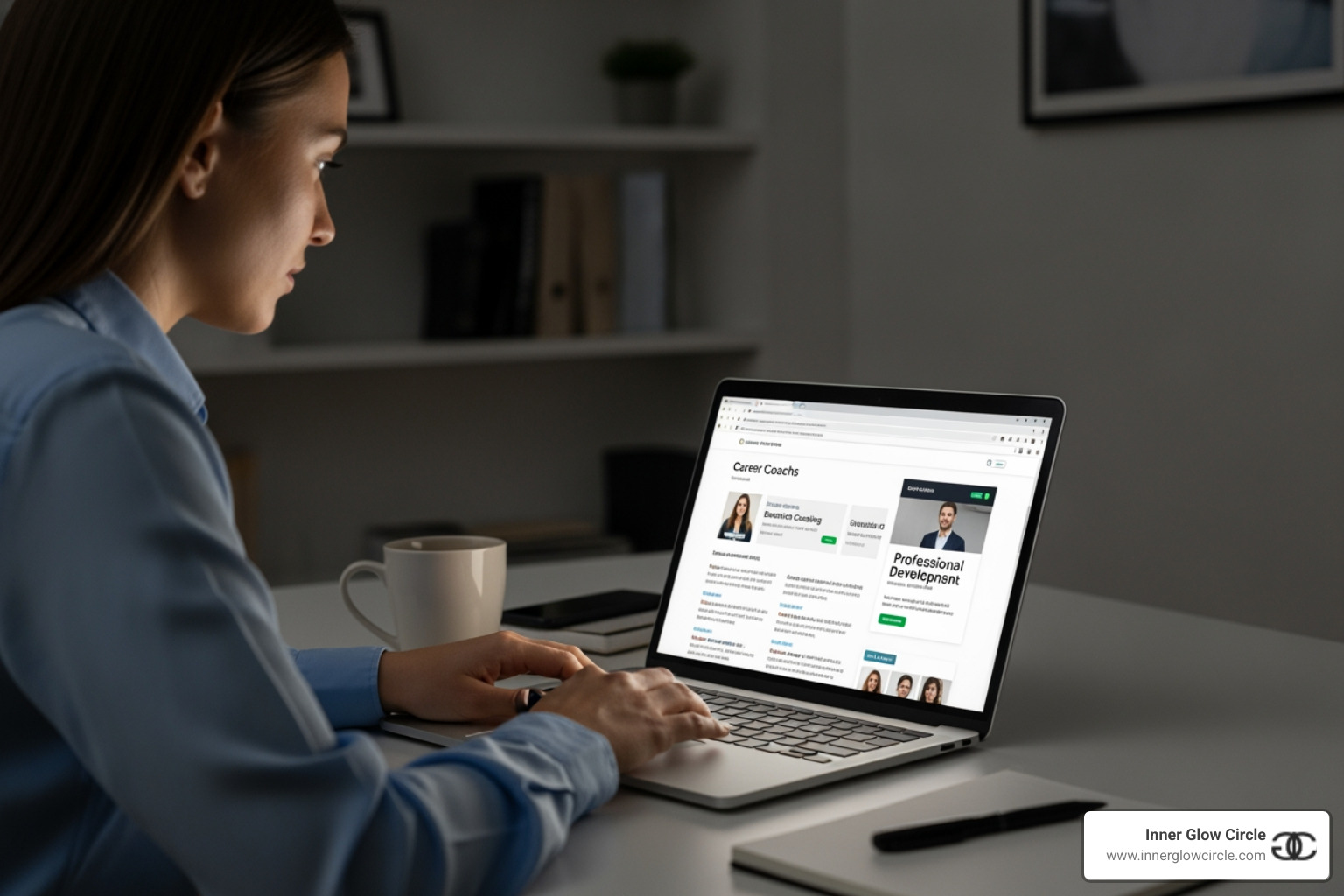 person researching coaches on laptop - career advancement coaching person researching coaches on laptop - career advancement coaching