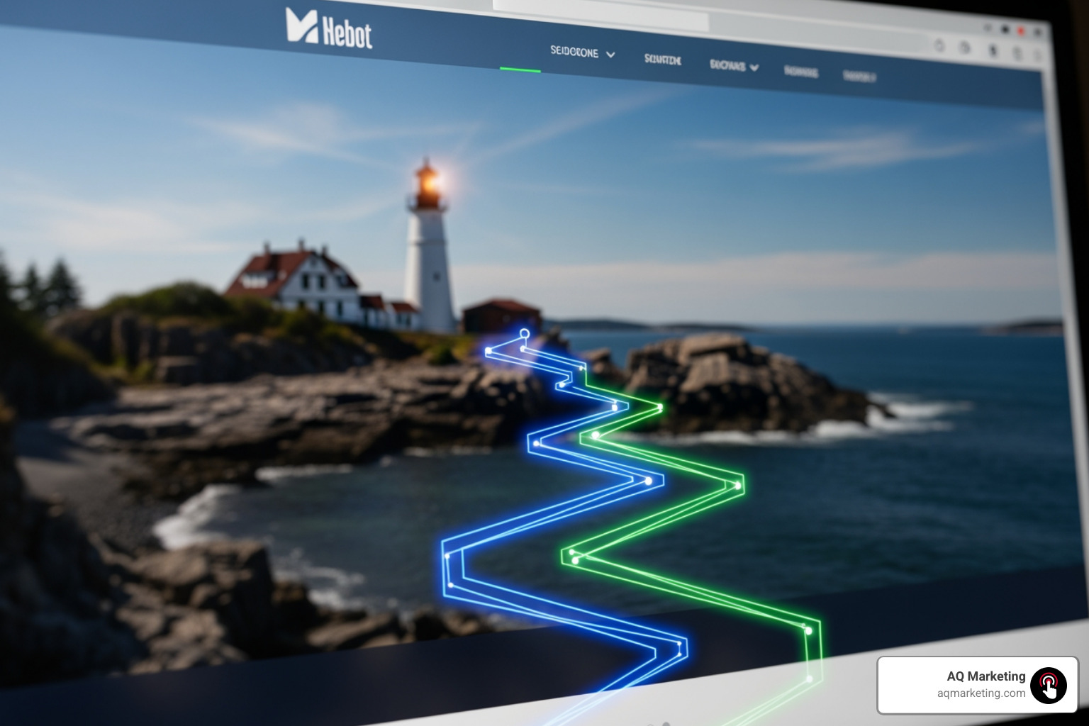 Diagram illustrating clear user navigation pathways on a website, with a lighthouse in the background - Web Design Chelmsford Diagram illustrating clear user navigation pathways on a website, with a lighthouse in the background - Web Design Chelmsford