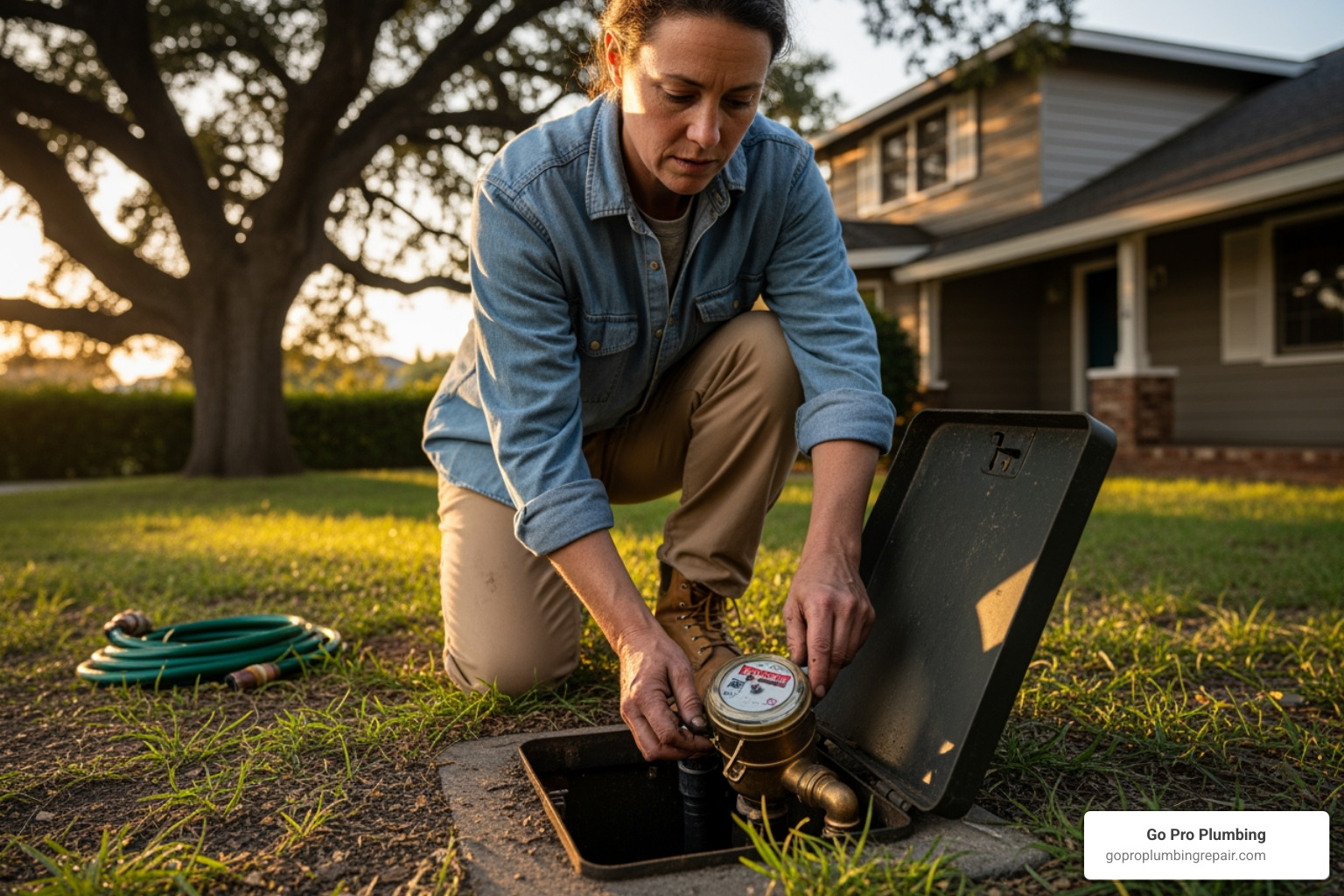 homeowner checking their water meter - leak detection under slab homeowner checking their water meter - leak detection under slab