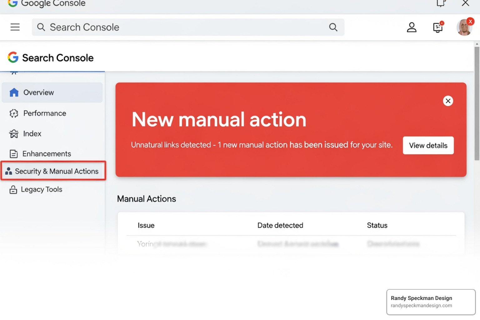 Google Search Console manual action notification - link building & content