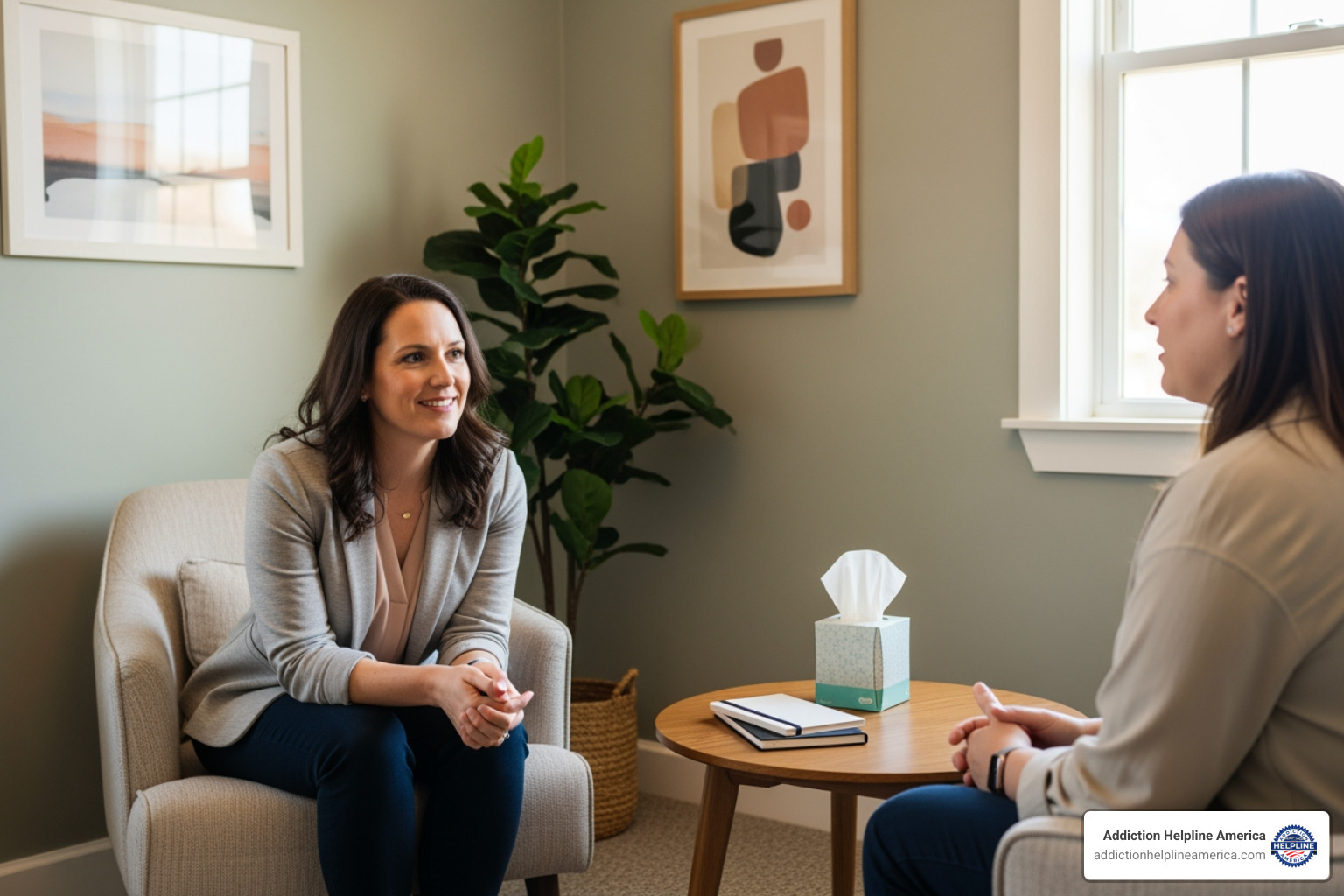 A person in a counseling session with a therapist - 14 day rehab