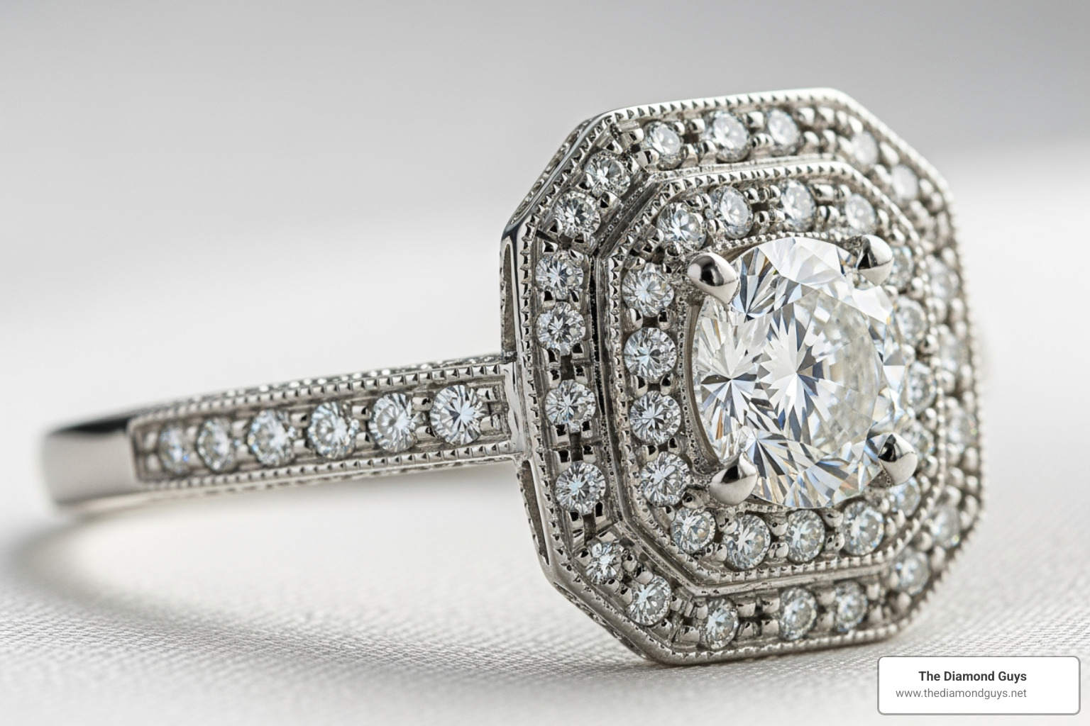 vintage-style halo ring with milgrain details - unique diamond rings