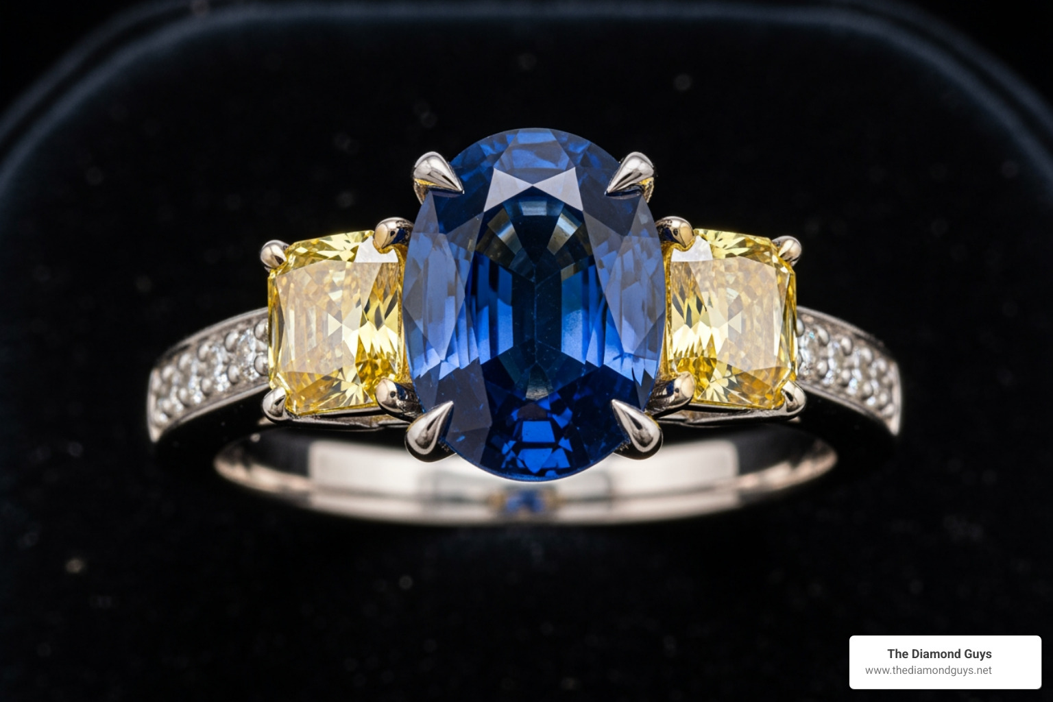 sapphire and yellow diamond engagement ring - unique diamond rings