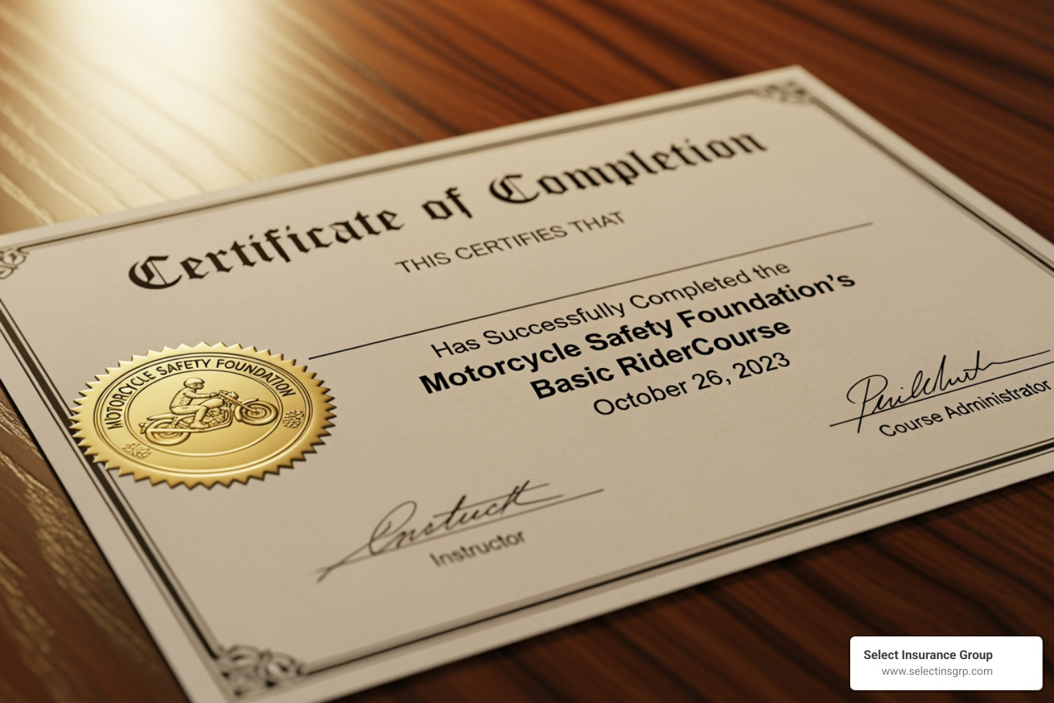 rider safety course certificate - how much is motorcycle insurance