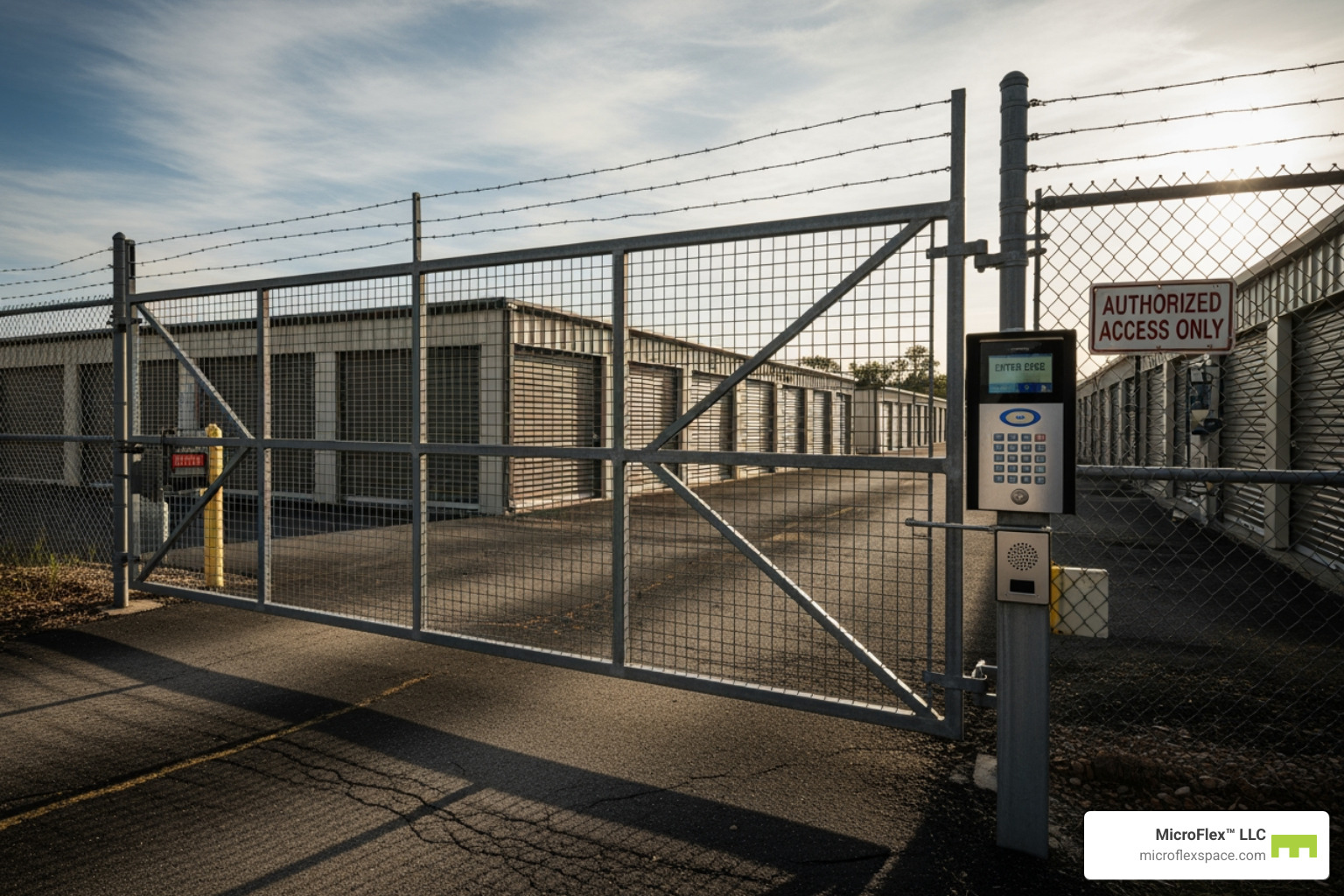 Secure keypad entry gate at a storage facility - climate controlled storage hoover Secure keypad entry gate at a storage facility - climate controlled storage hoover