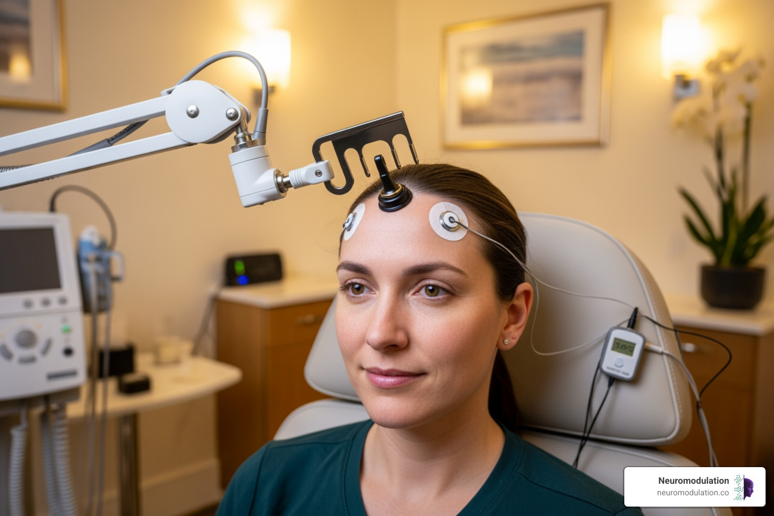 image illustrating the application of rTMS and tDCS on a person's head - non invasive neuromodulation
