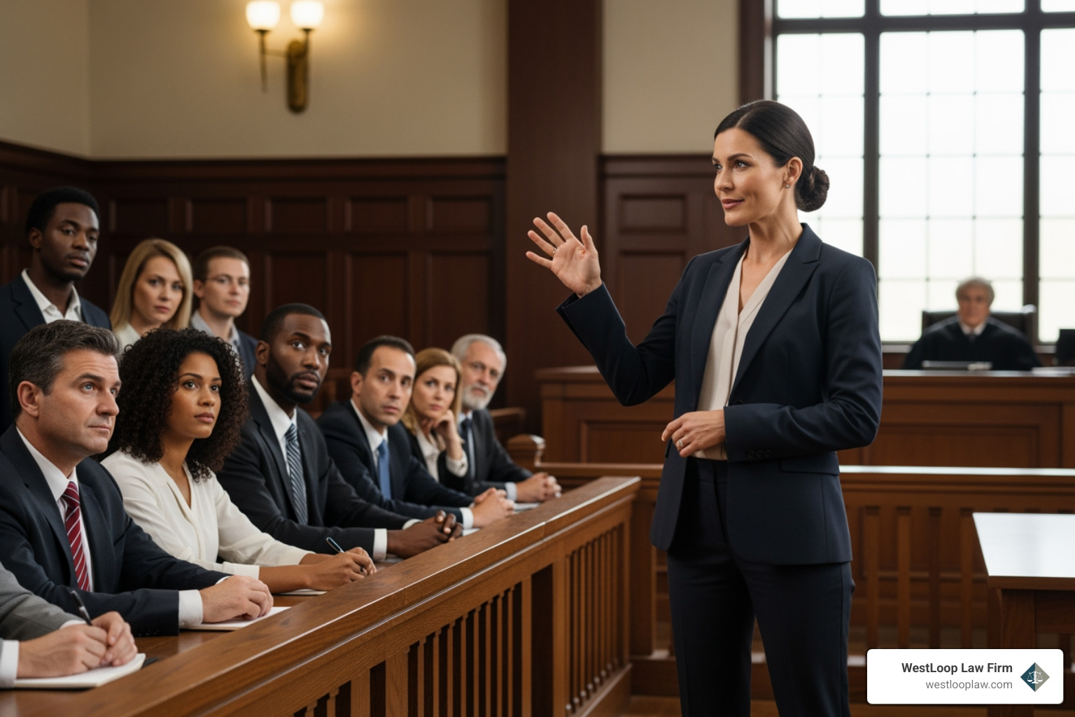 lawyer confidently addressing a jury - medical malpractice law firms