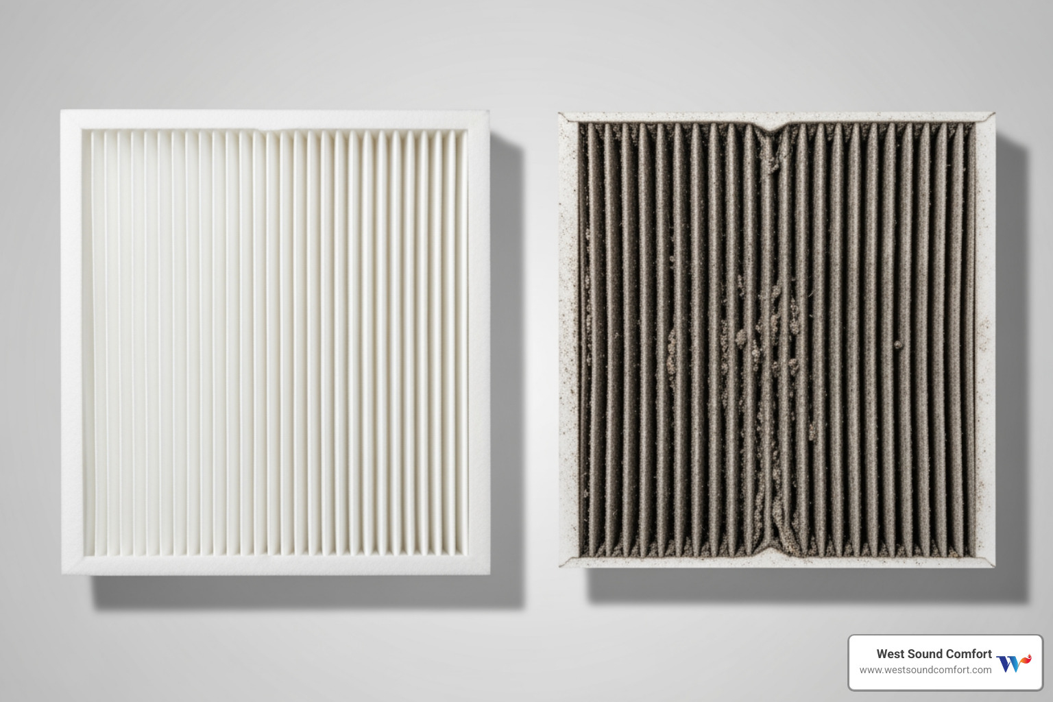 clean HVAC filter next to dirty one - hvac repair in sequim, wa clean HVAC filter next to dirty one - hvac repair in sequim, wa