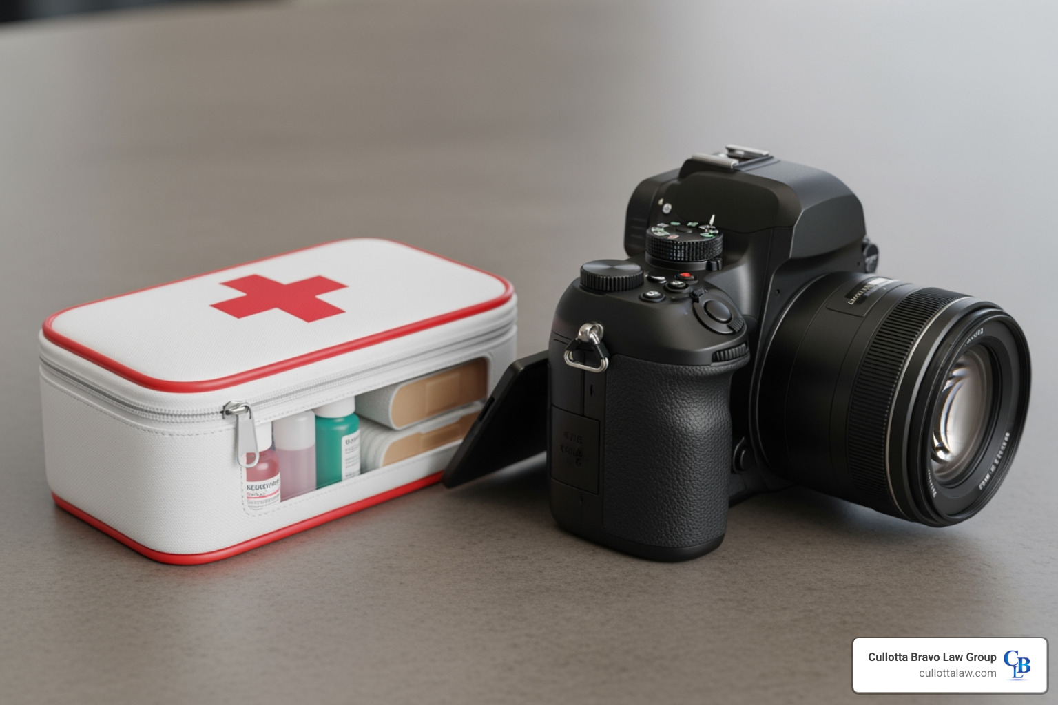 First aid kit and camera - dog bites attorneys joliet il