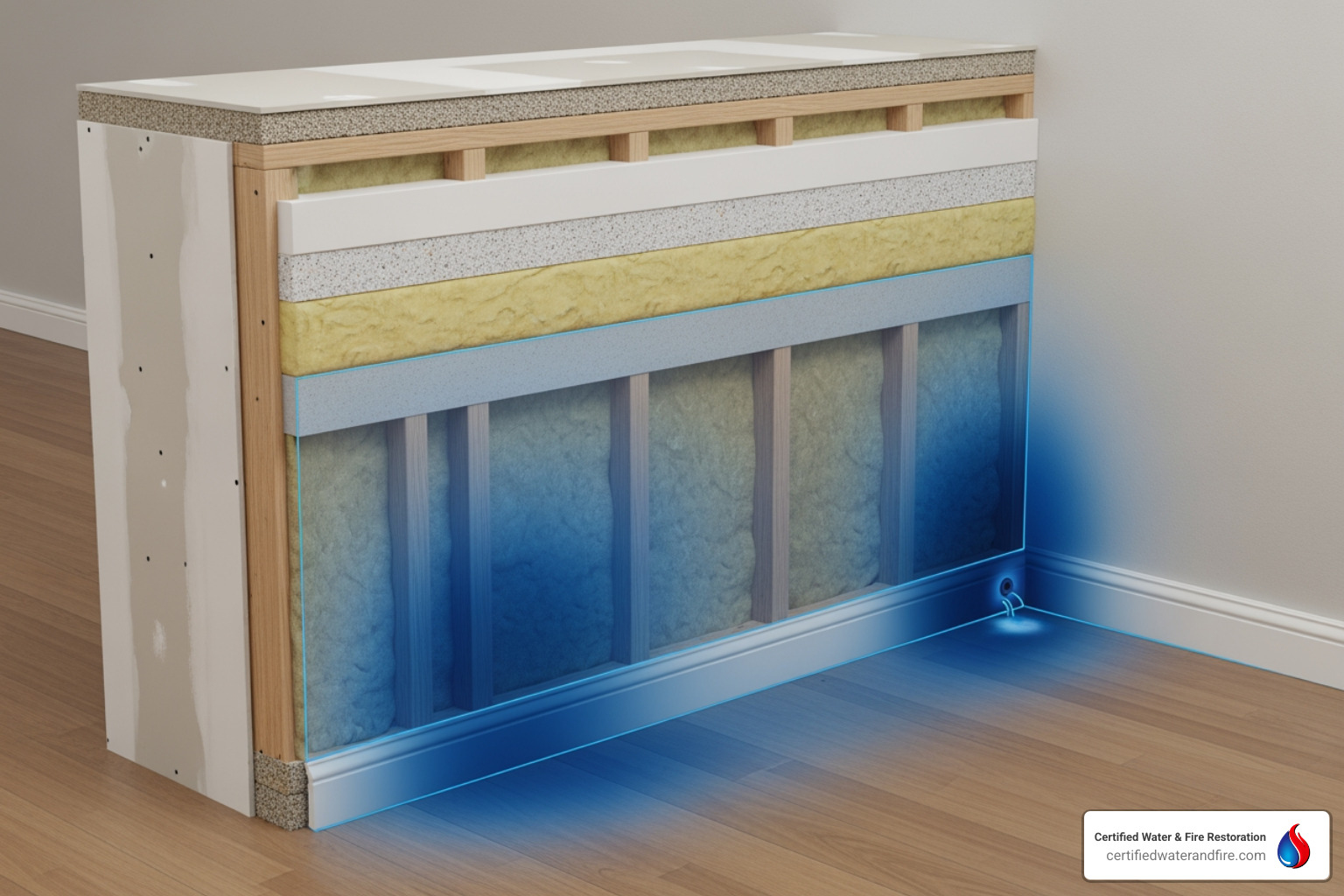 restoration technician using a thermal camera on a ceiling - moisture mapping