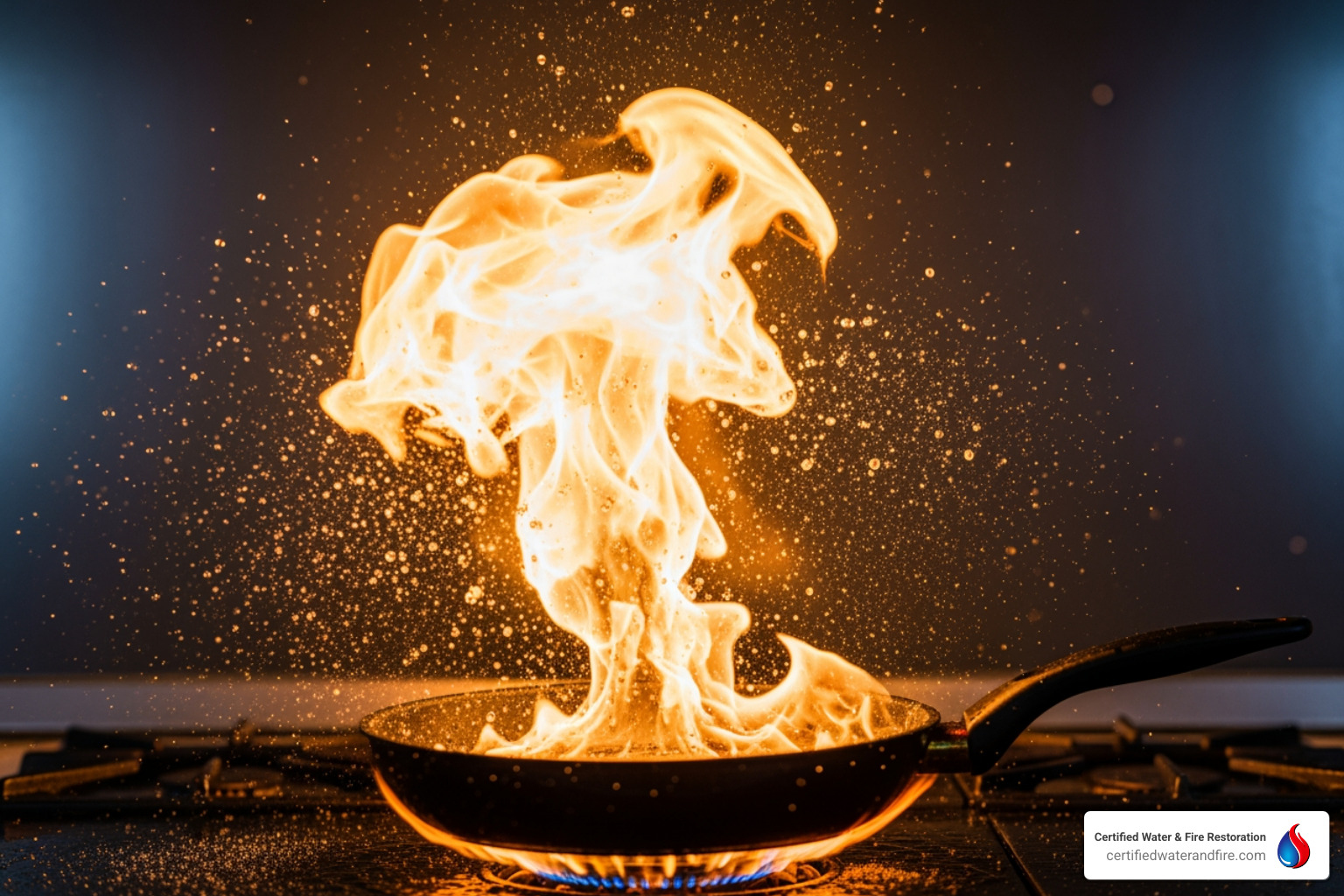 explosive effect of water on a grease fire - how to put out a grease fire