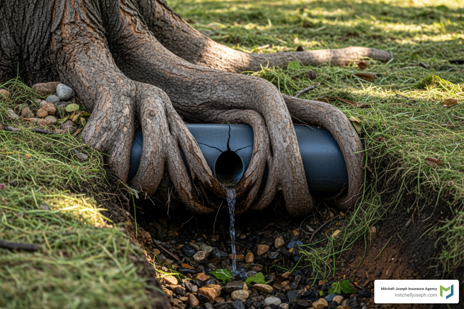 tree roots around water pipe - Water Line Insurance