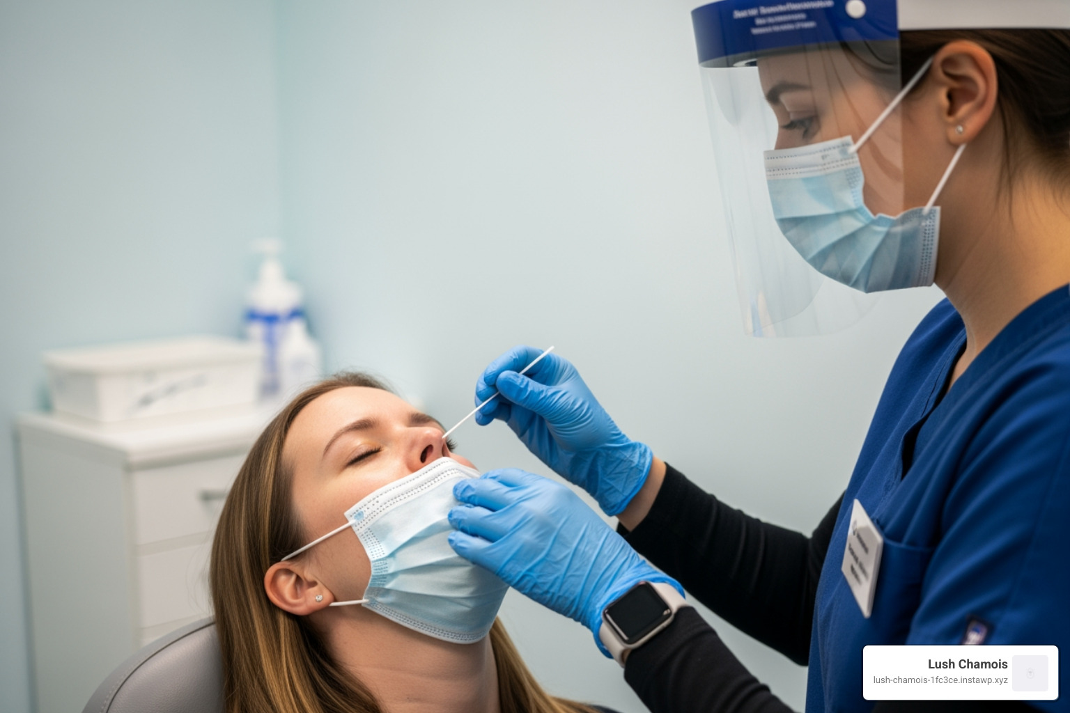 healthcare professional performing nasal swab - schedule pcr test