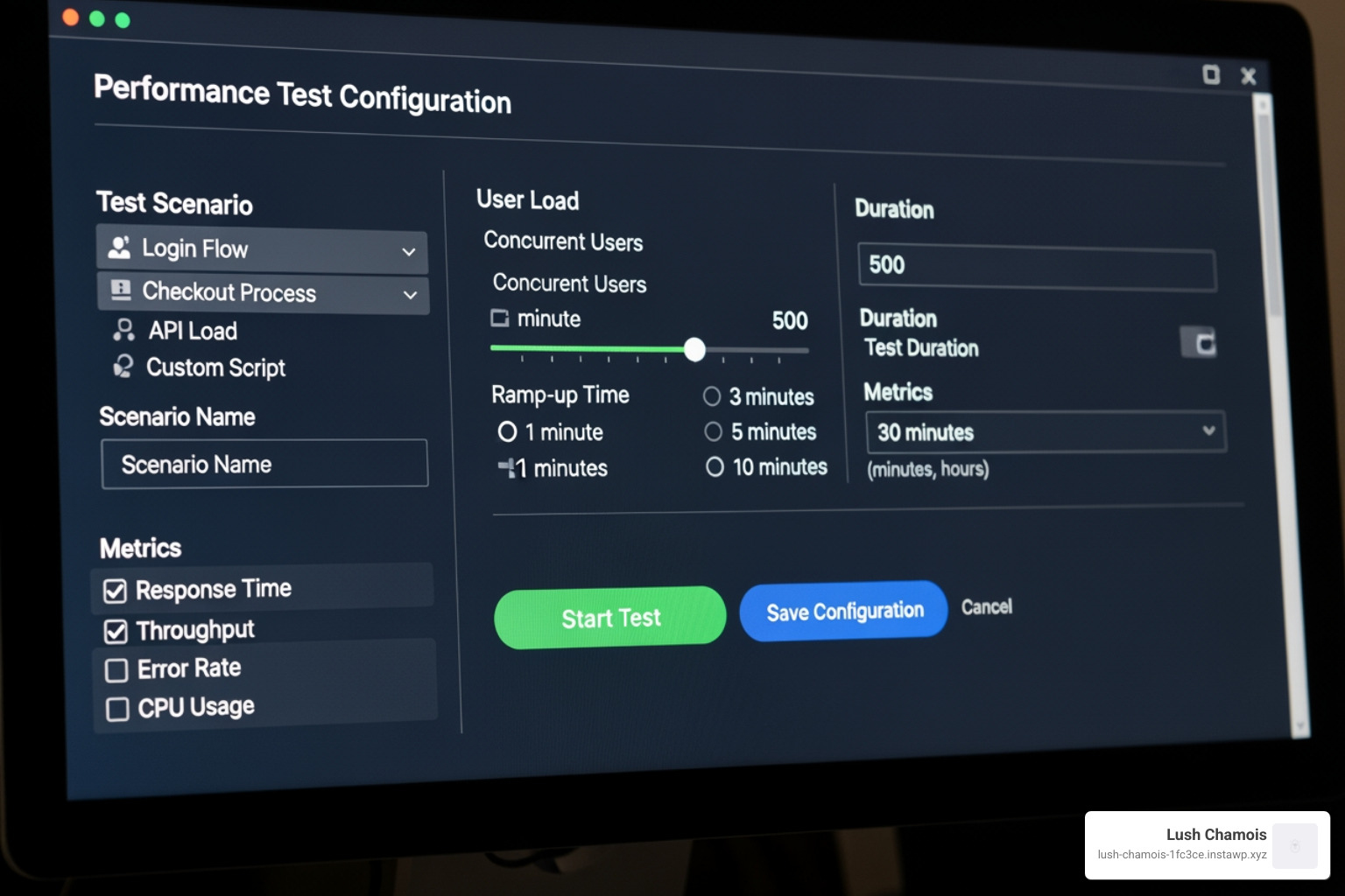 Loader.io test configuration screen - testing wordpress