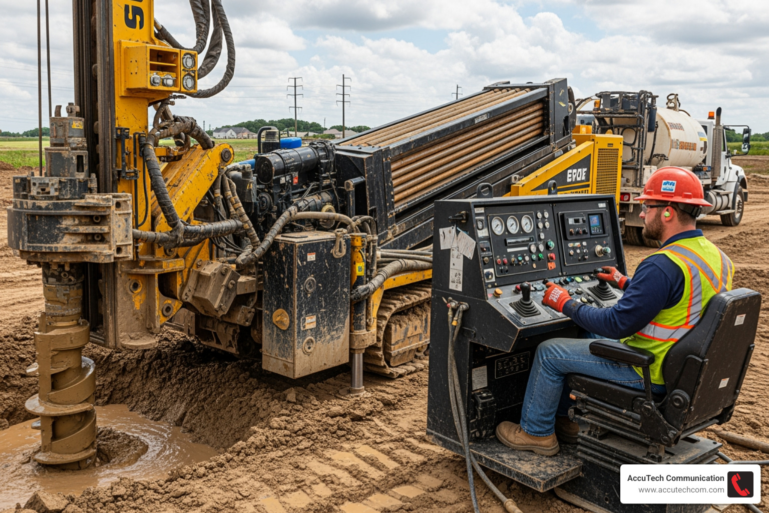 a directional boring machine for underground cable installation - isp fiber optic contractor