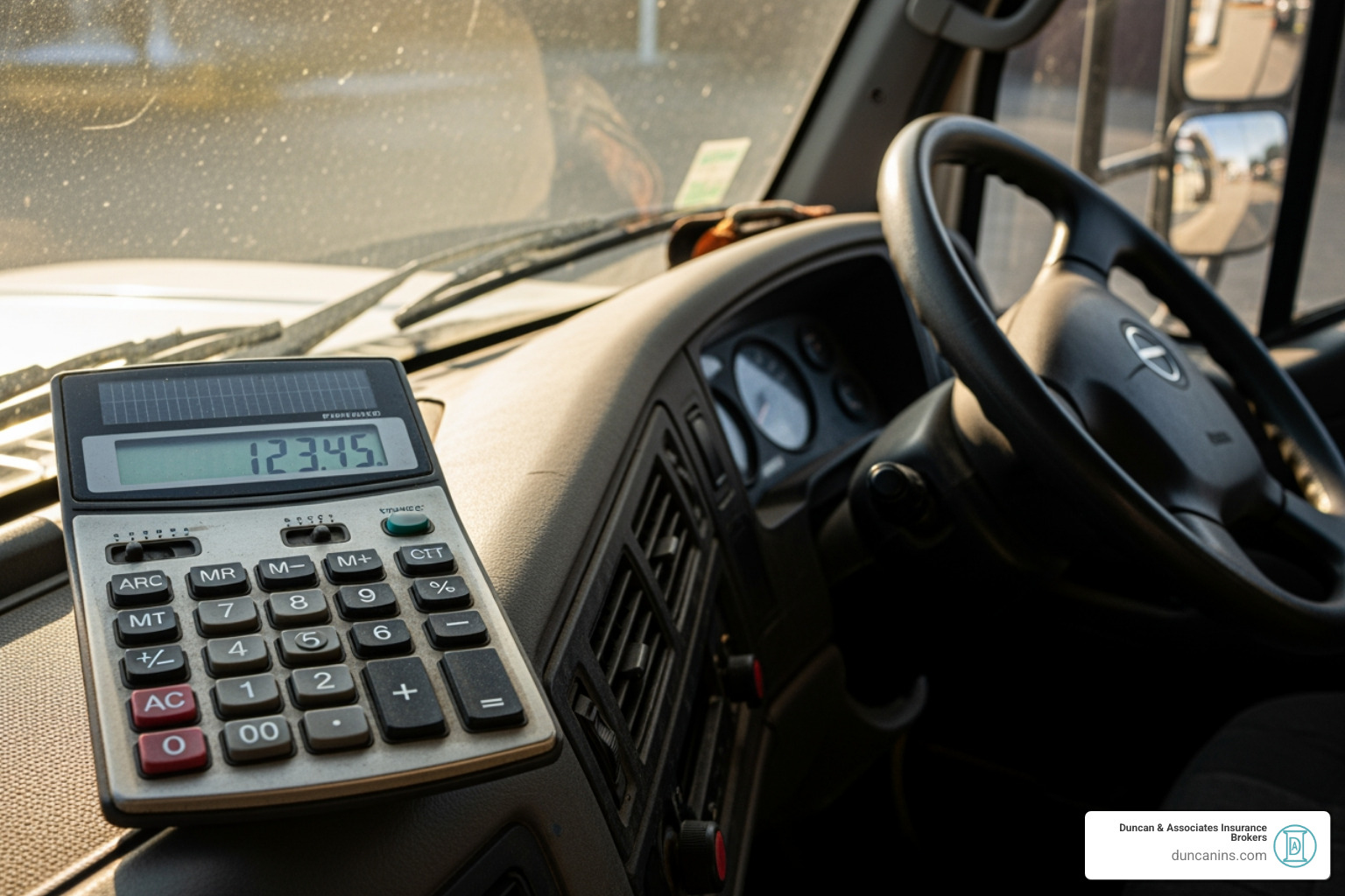 calculator and a work truck - commercial auto insurance for contractors