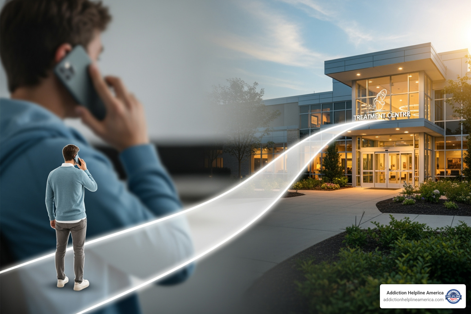 path from a phone call to the door of a treatment center - substance abuse treatment helpline