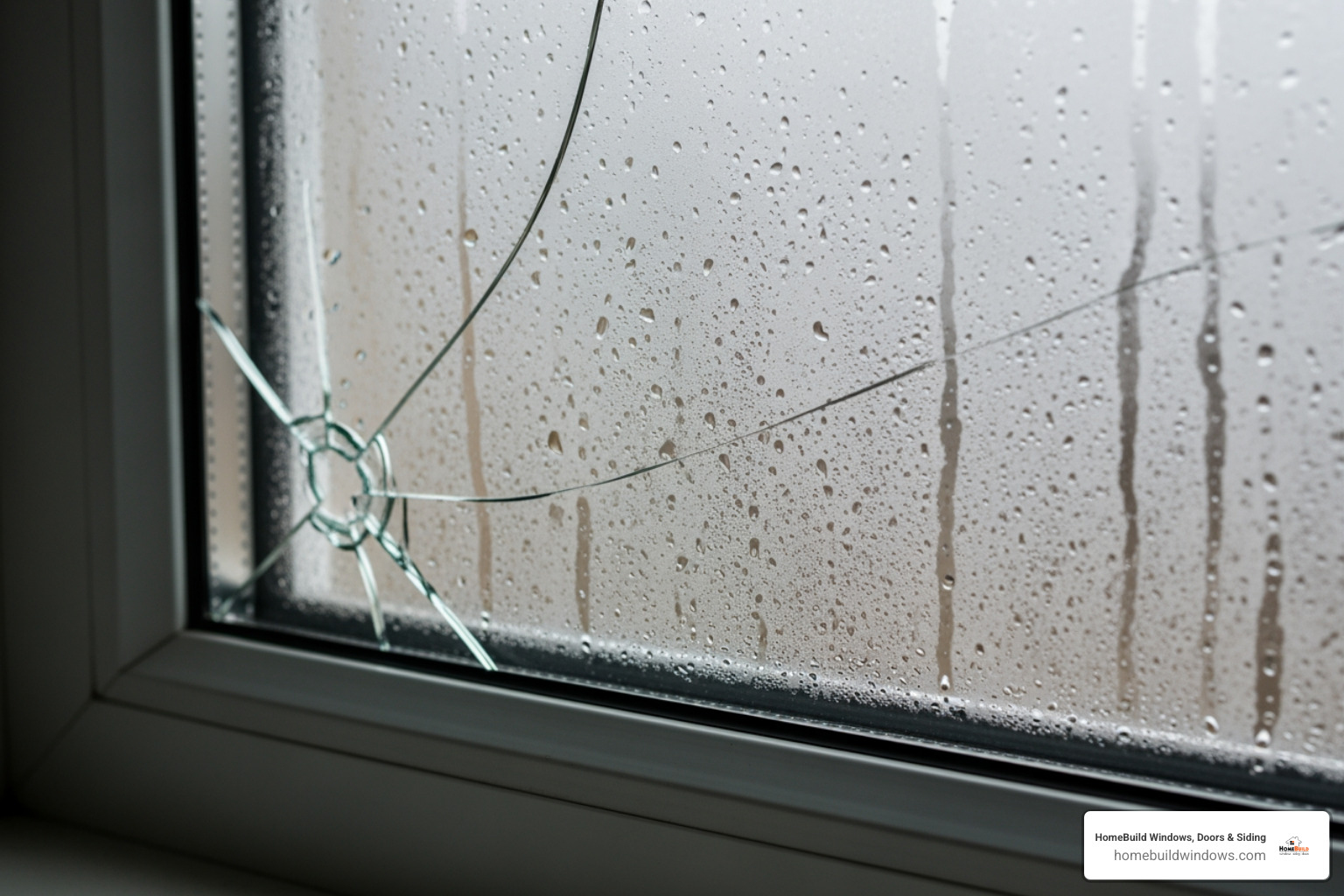 cracked window pane and foggy window - window glass replacement barrington il