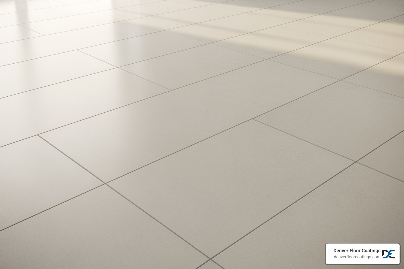 large format, smooth porcelain tiles with minimal grout lines - easy to clean tile floor