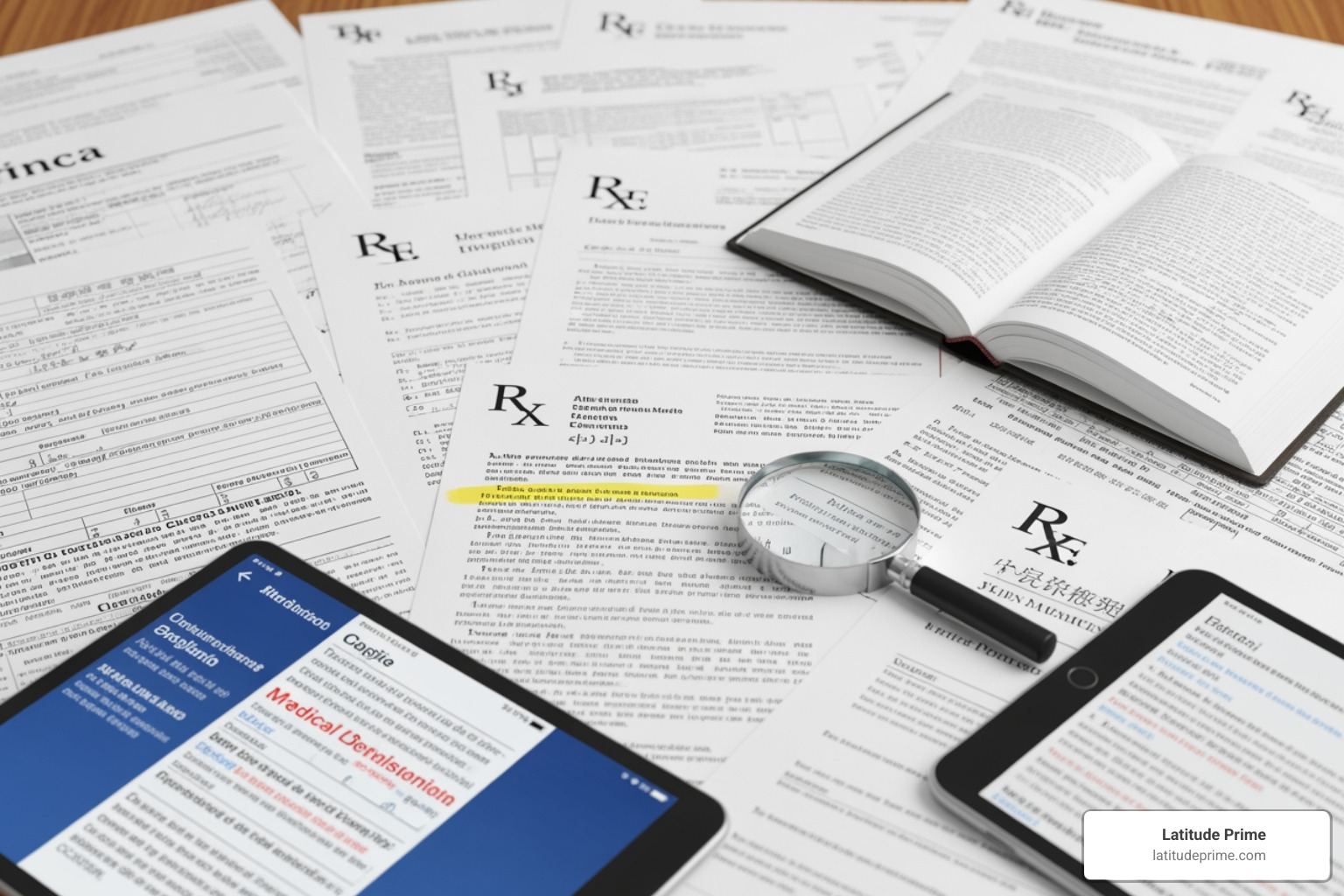 smartphone showing a poorly translated medical phrase with a warning symbol - medical prescription translation