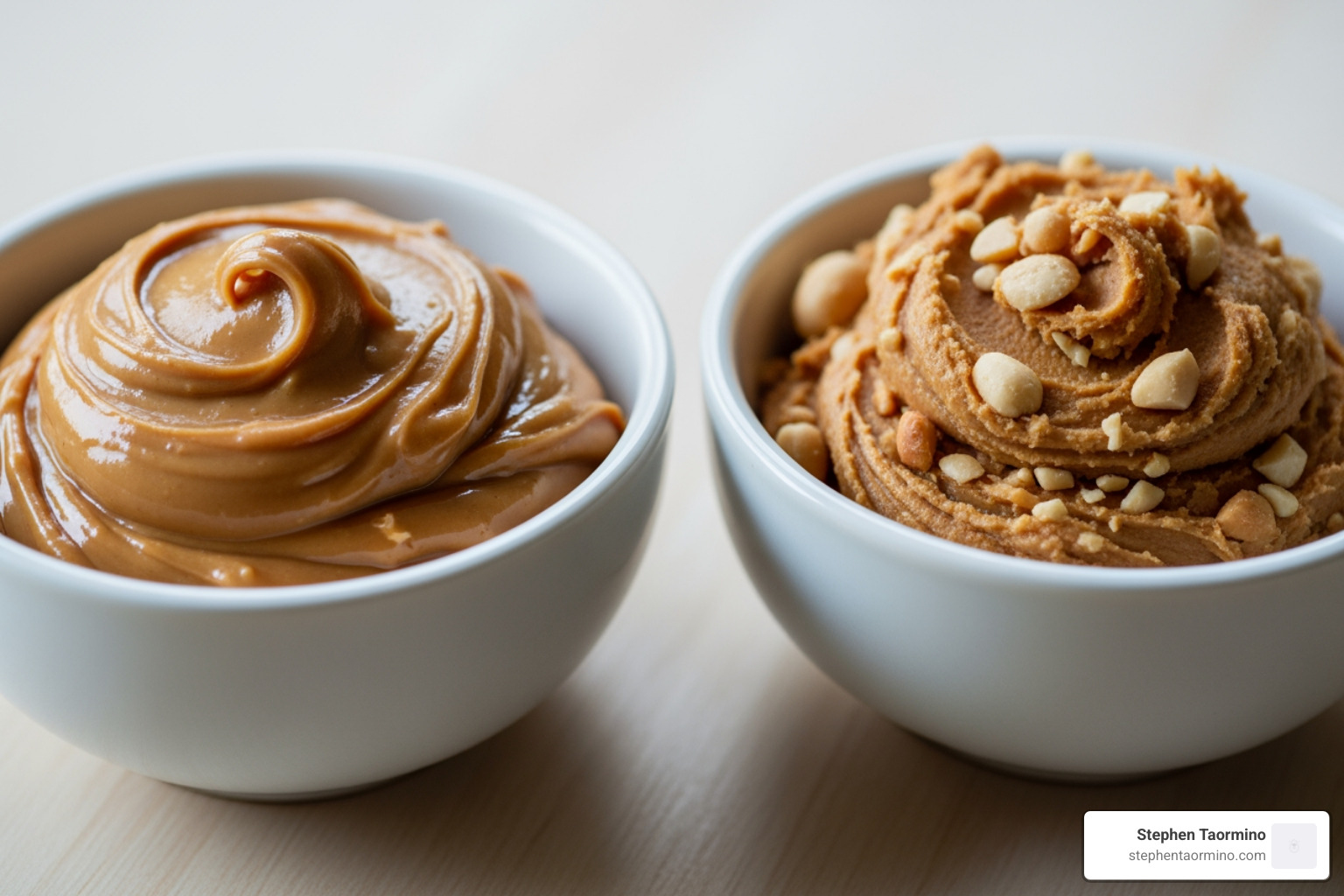 Table comparing creamy vs. crunchy peanut butter - How to Create the Best PB&J Sandwich