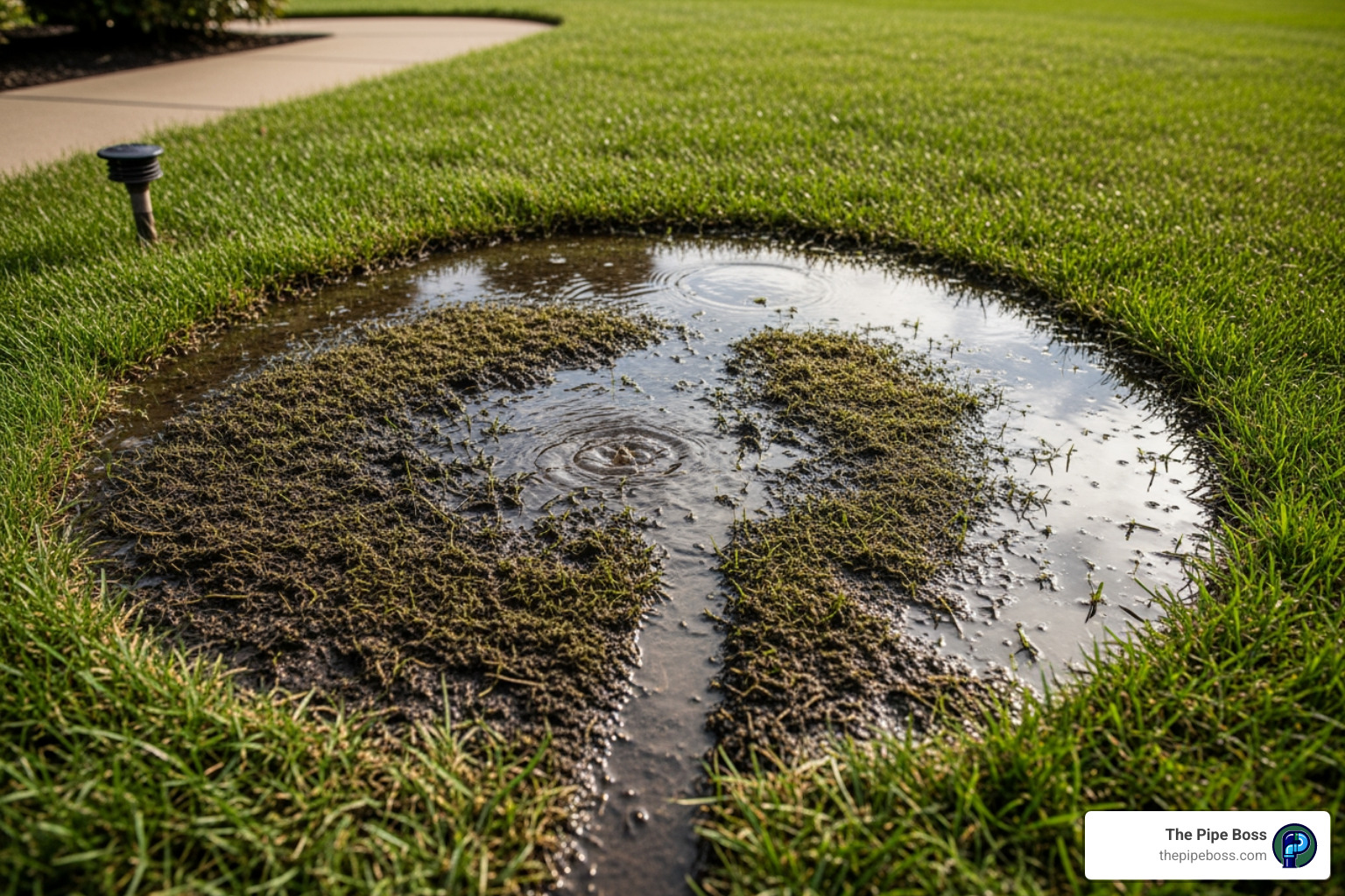 a soggy patch of grass in a yard - Winston-Salem Sewer Line Repair a soggy patch of grass in a yard - Winston-Salem Sewer Line Repair