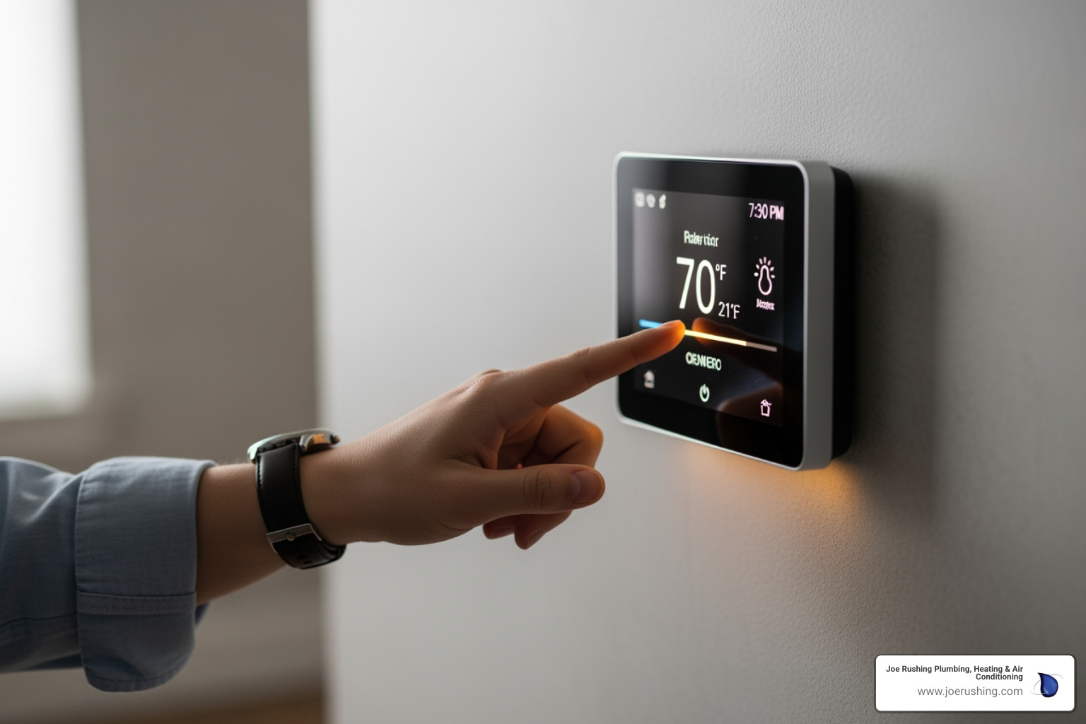 person checking their thermostat settings - furnace igniter repair in lubbock tx person checking their thermostat settings - furnace igniter repair in lubbock tx