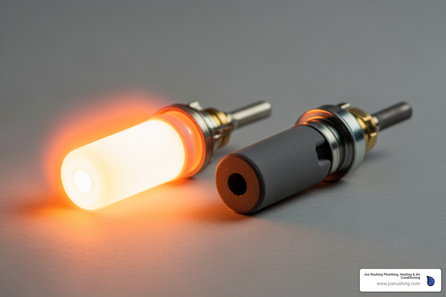 glowing hot surface igniter next to a new one - furnace igniter repair in lubbock tx glowing hot surface igniter next to a new one - furnace igniter repair in lubbock tx