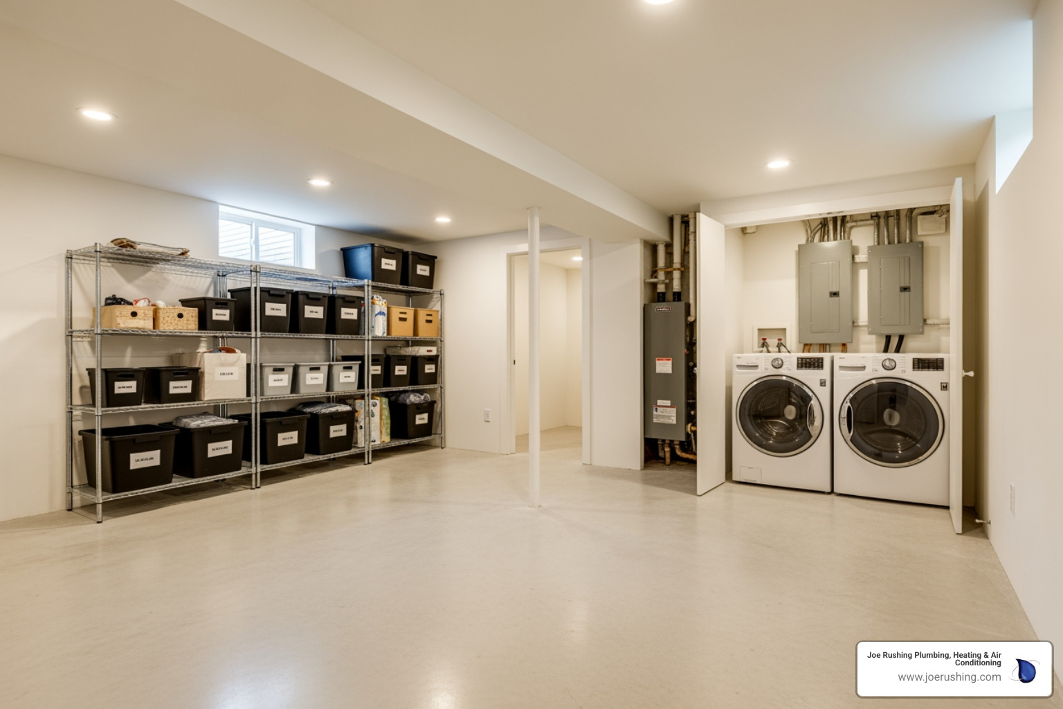 clean, dry basement representing a well-maintained home - leak detection lubbock tx clean, dry basement representing a well-maintained home - leak detection lubbock tx