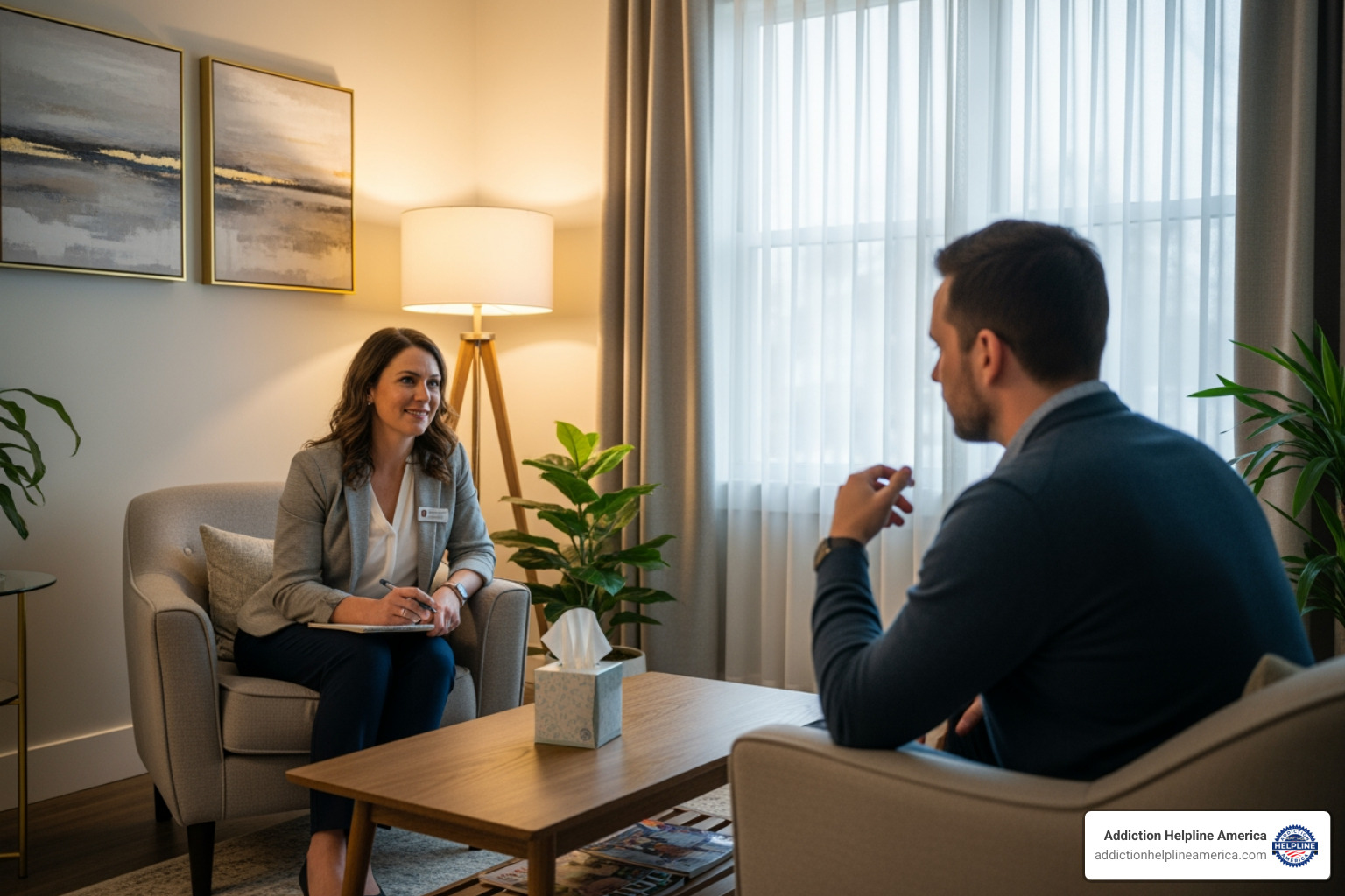 a one-on-one therapy session taking place in a comfortable, well-appointed office - find luxury rehab a one-on-one therapy session taking place in a comfortable, well-appointed office - find luxury rehab