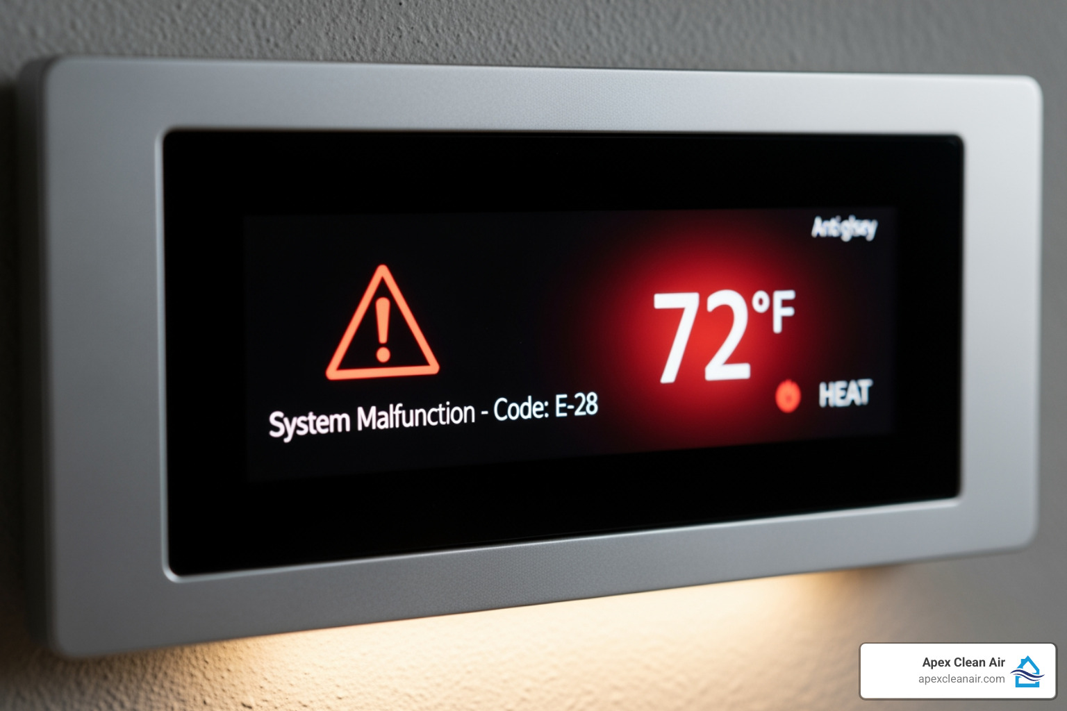 thermostat displaying an error message - heating and cooling near me 24 hours