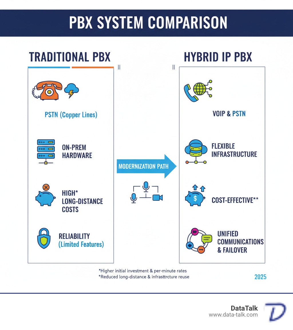 Comparison of PBX Systems - hybrid ip pbx infographic 