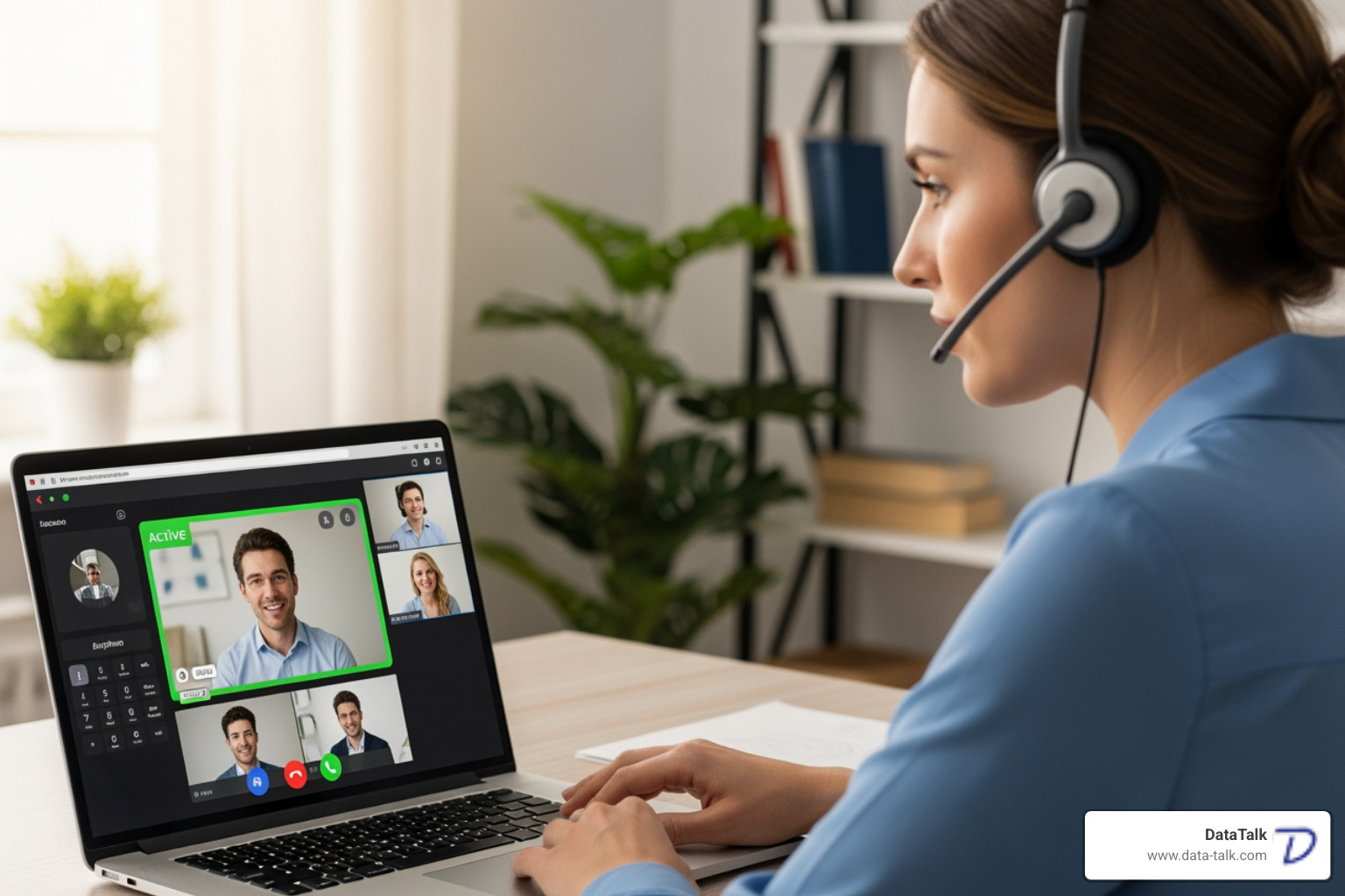remote employee on a video call using a softphone - ip pbx
