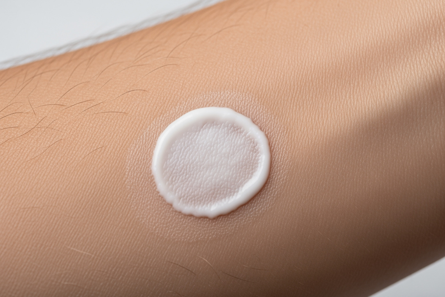 illustration of a patch test on the inner forearm - muscle injury cream