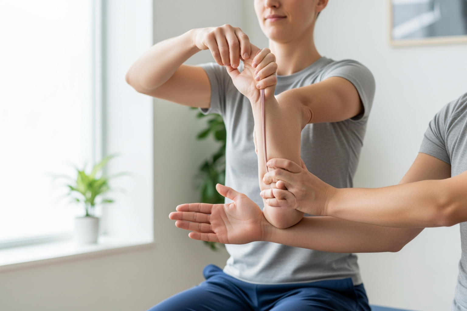 a person performing gentle forearm stretches - tennis elbow cream a person performing gentle forearm stretches - tennis elbow cream