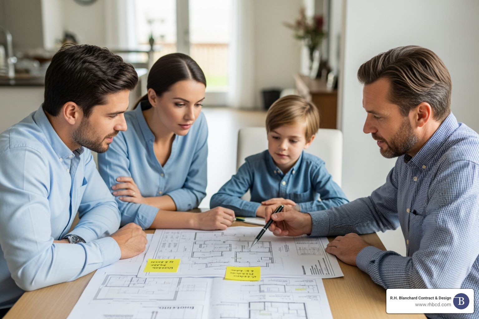 family discussing renovation budget with a contractor - how much does it cost to renovate a house family discussing renovation budget with a contractor - how much does it cost to renovate a house