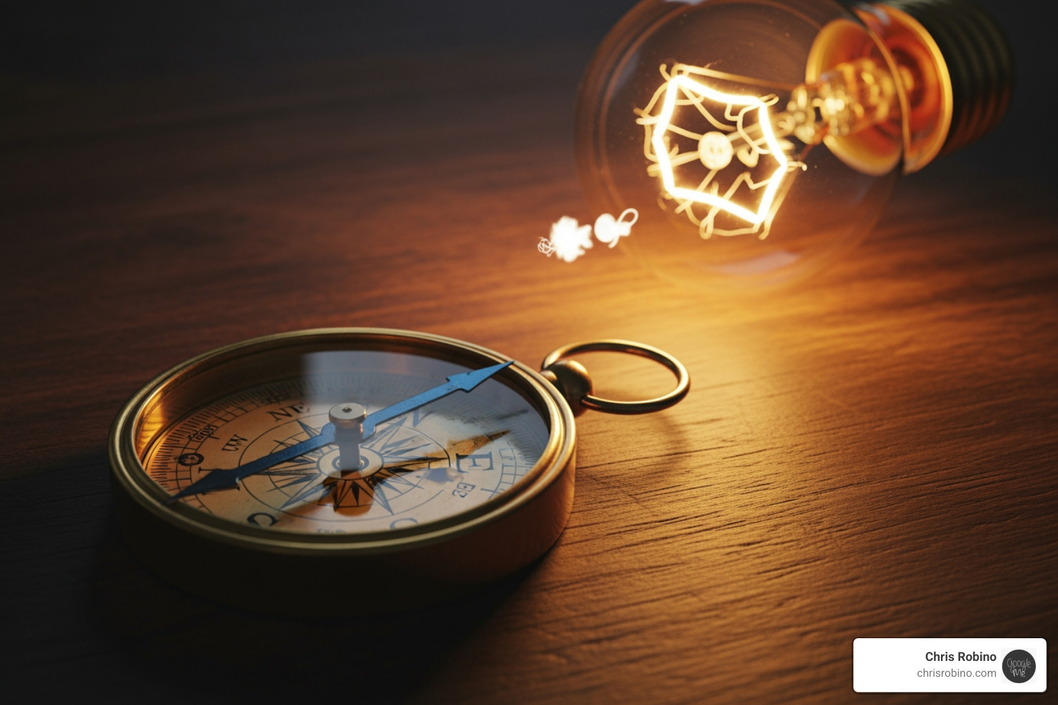 compass pointing towards a lightbulb - innovation strategy development