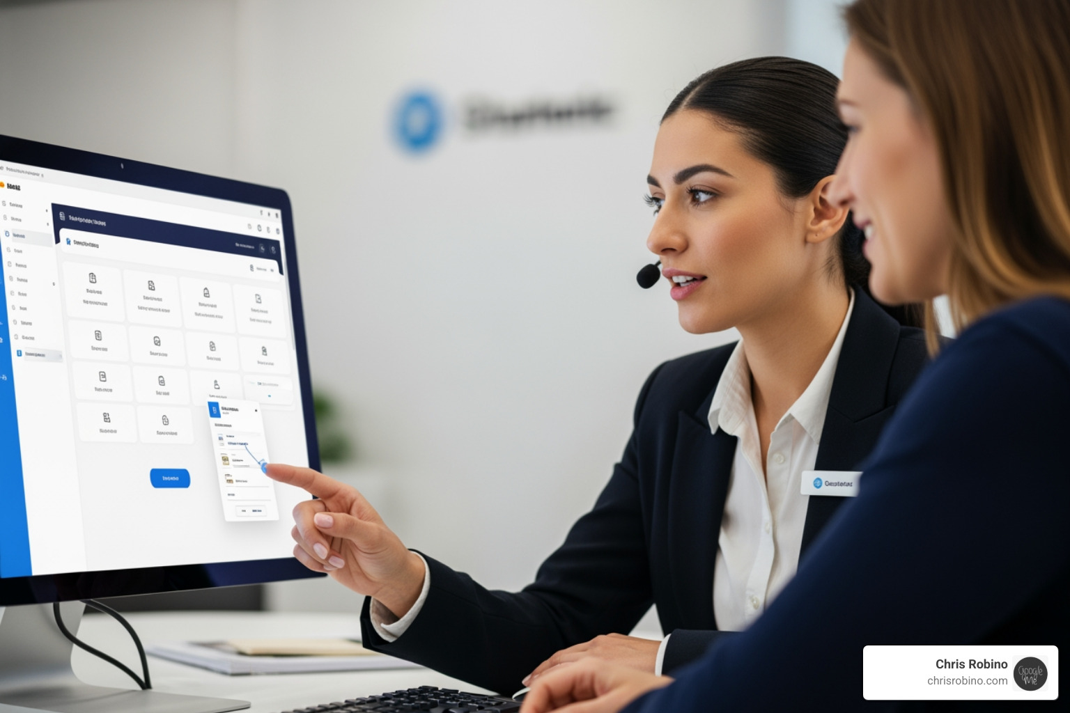 Customer service representative helping a client on a streamlined platform - SaaS case studies