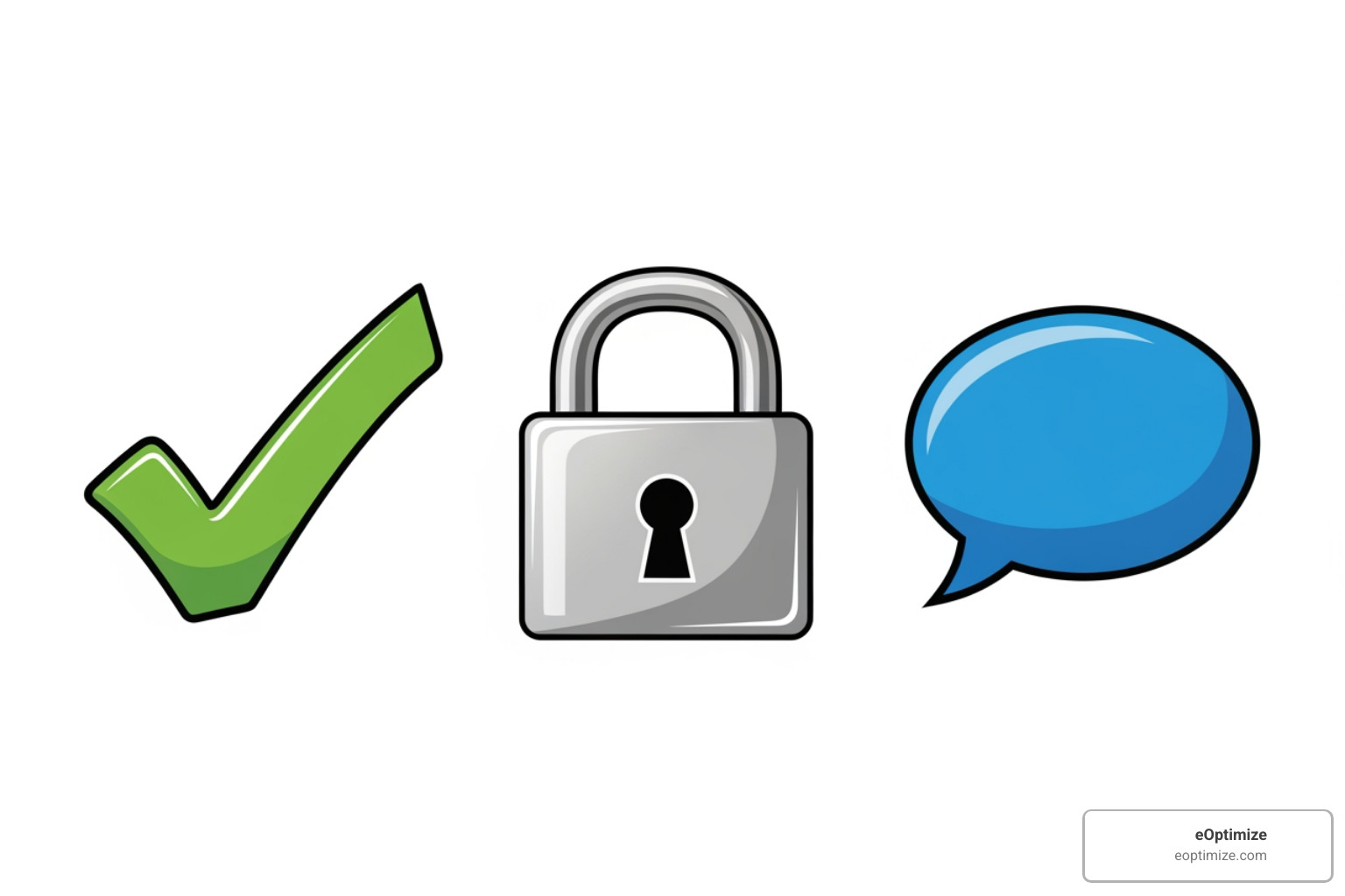 icons representing factors that influence trust, such as a verified checkmark, a lock for privacy, and a user comment bubble - Social media trust