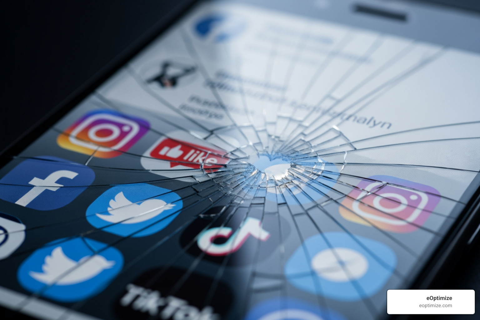 official emergency broadcast message displayed on a phone with social media notifications in the background - Social media trust