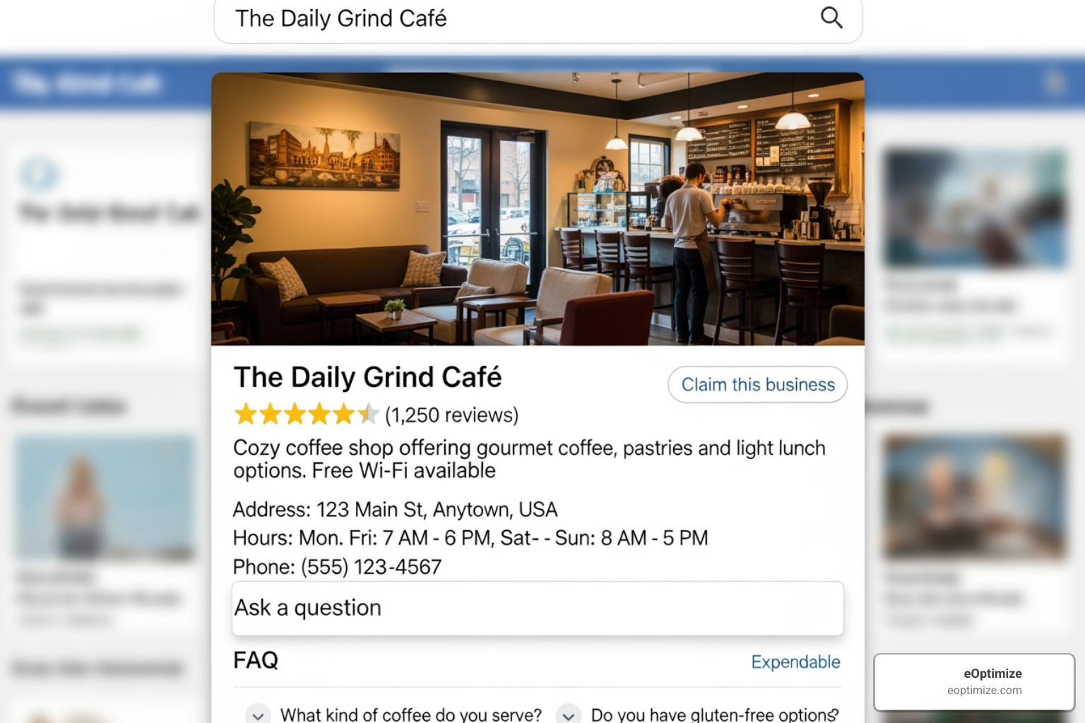 search result with rich snippets like star ratings and FAQs - Future of local SEO