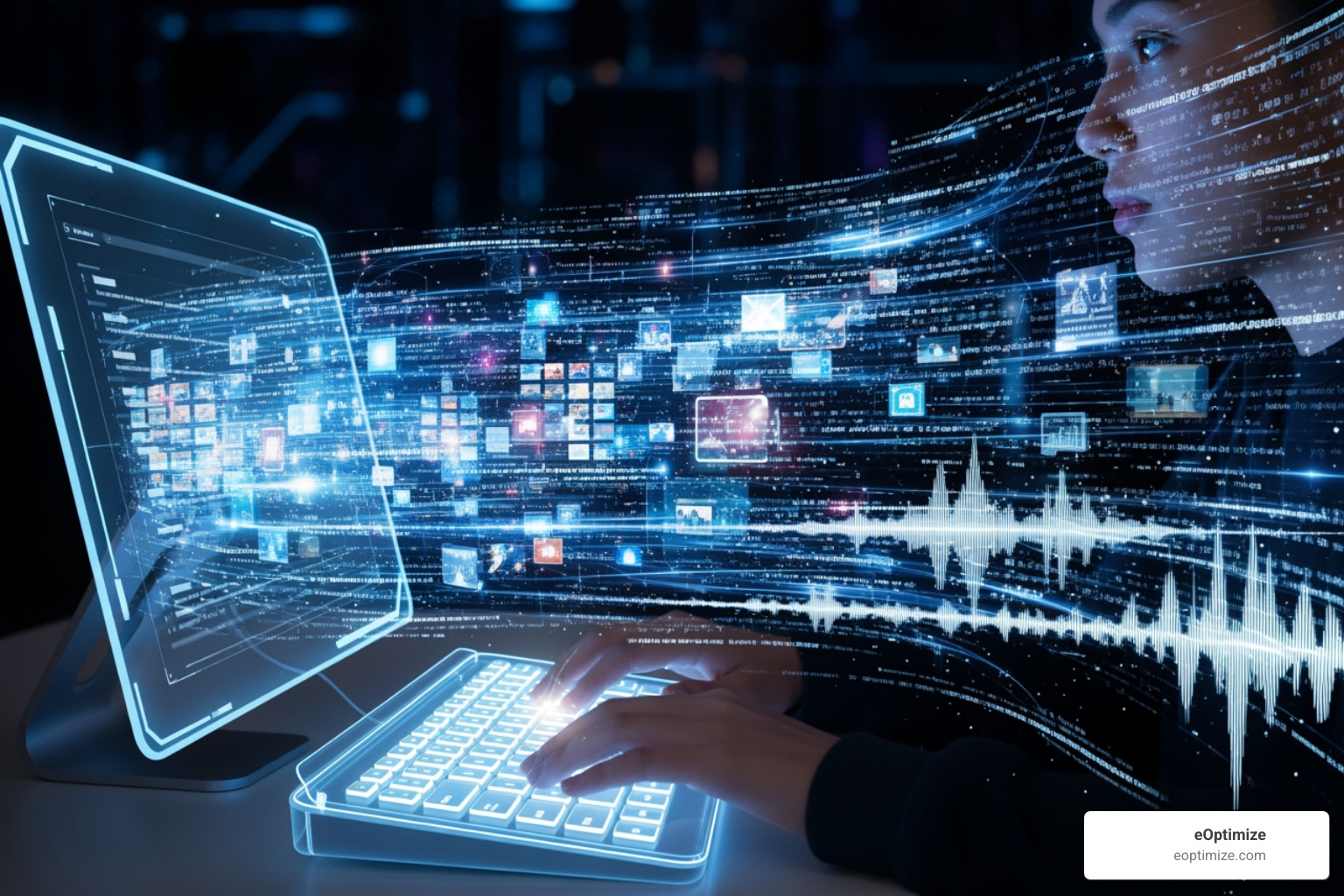 Illustrating the process of a prompt turning into AI-generated content - AI driven content